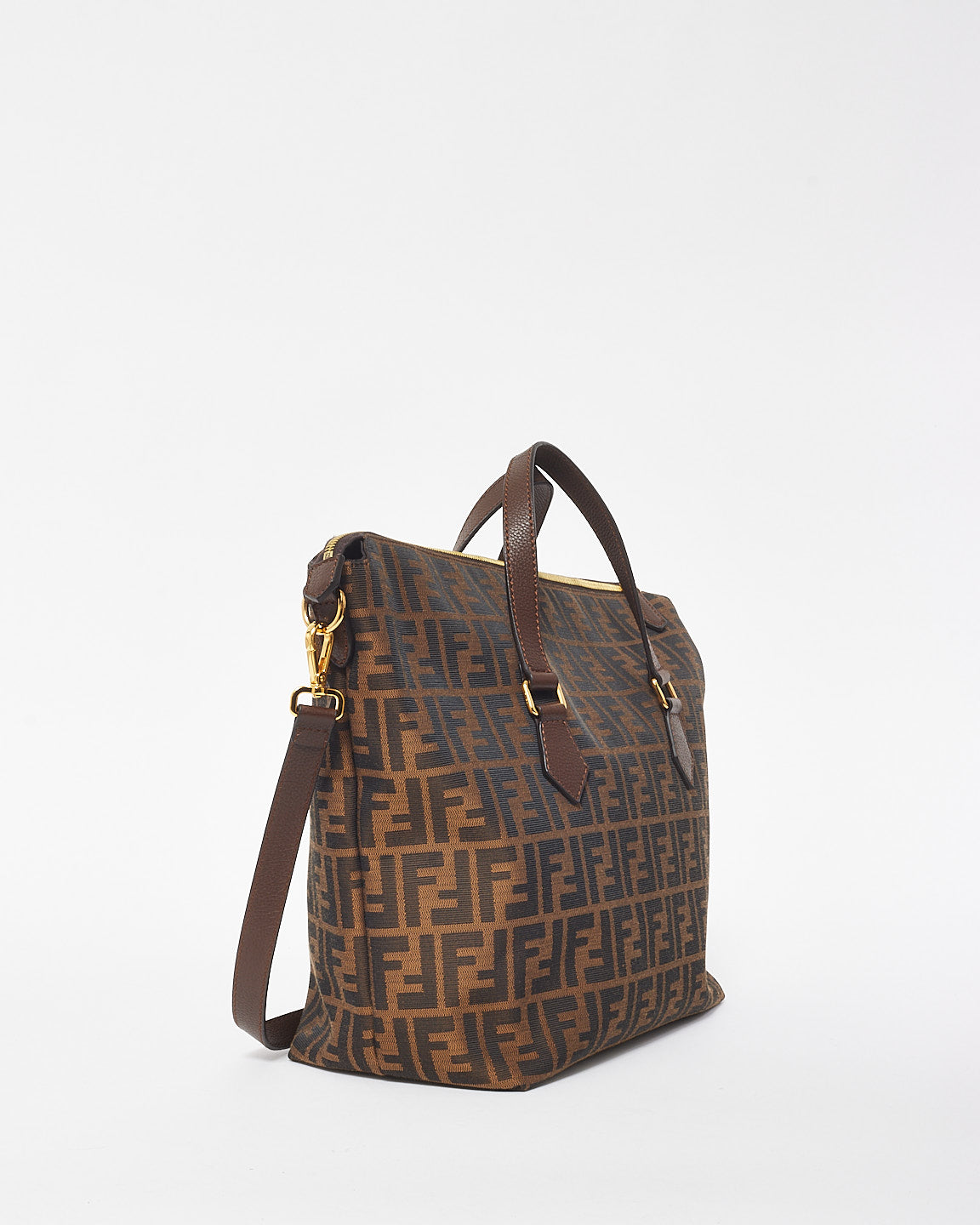 Fendi Brown Zucca Monogram Canvas Convertible Tote Bag