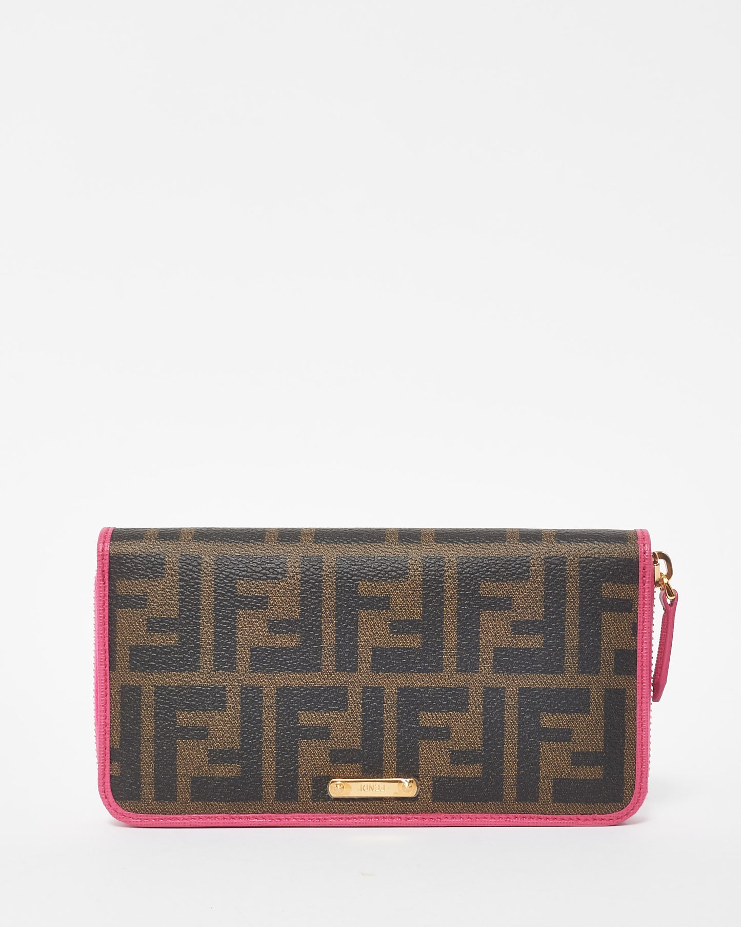 Fendi Zucca Coated Canvas 
Fuschia Long Zip Wallet