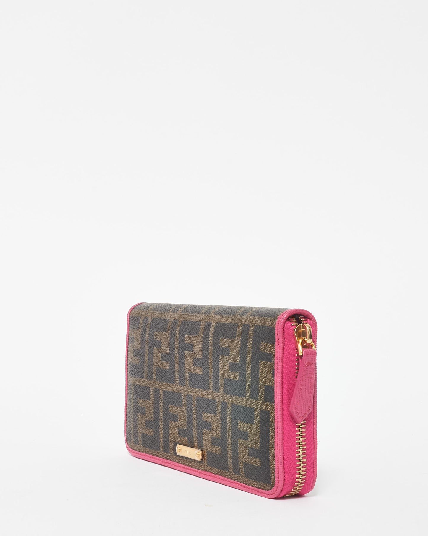 Fendi Zucca Coated Canvas 
Fuschia Long Zip Wallet