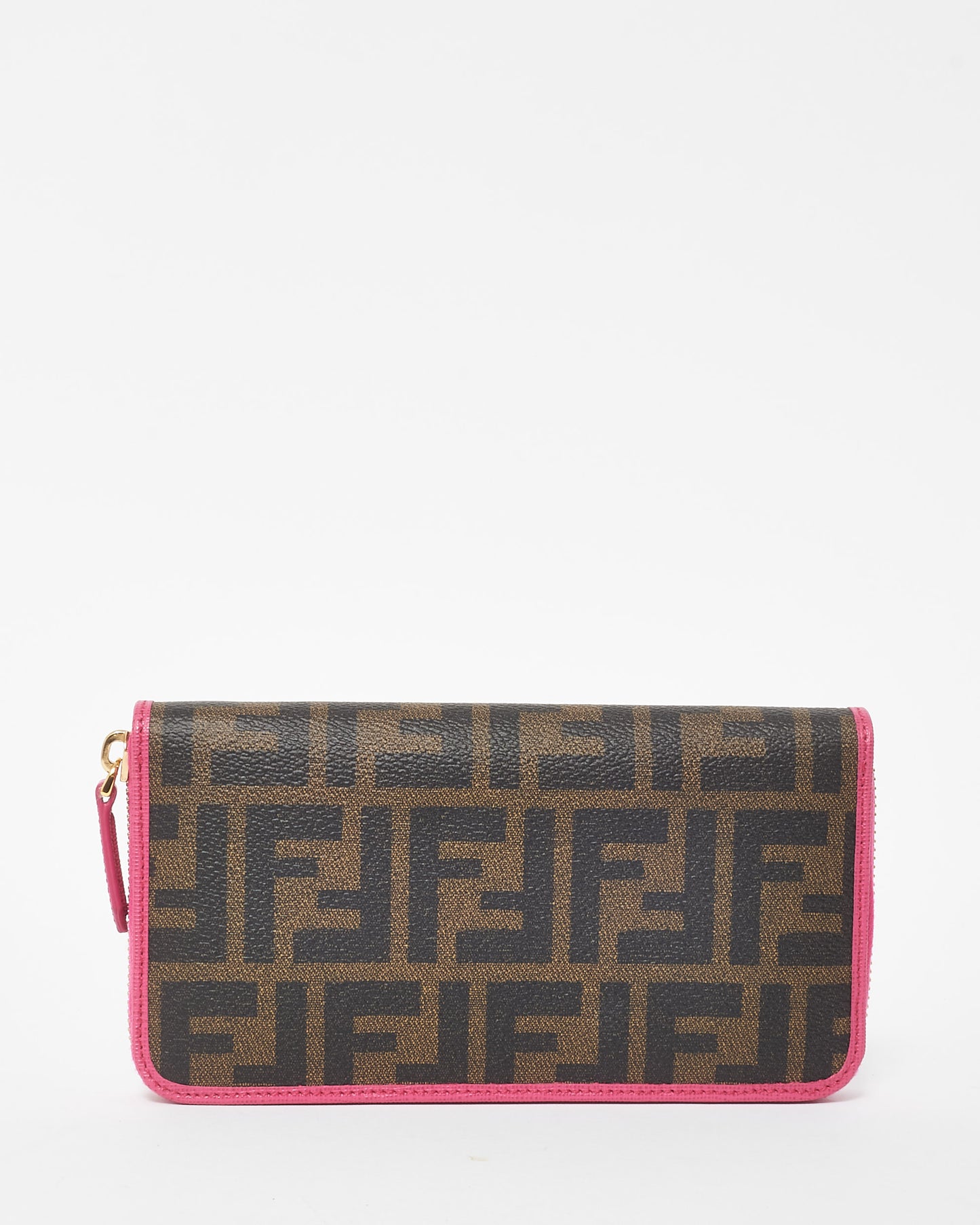 Fendi Zucca Coated Canvas 
Fuschia Long Zip Wallet