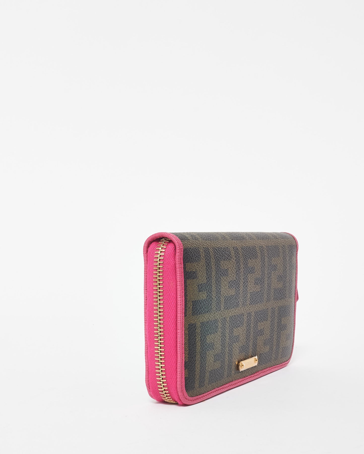 Fendi Zucca Coated Canvas 
Fuschia Long Zip Wallet