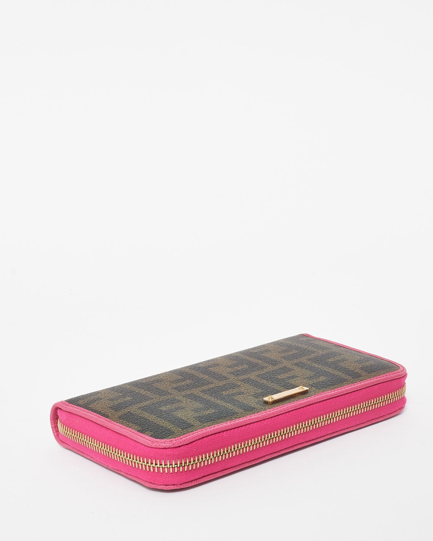 Fendi Zucca Coated Canvas 
Fuschia Long Zip Wallet