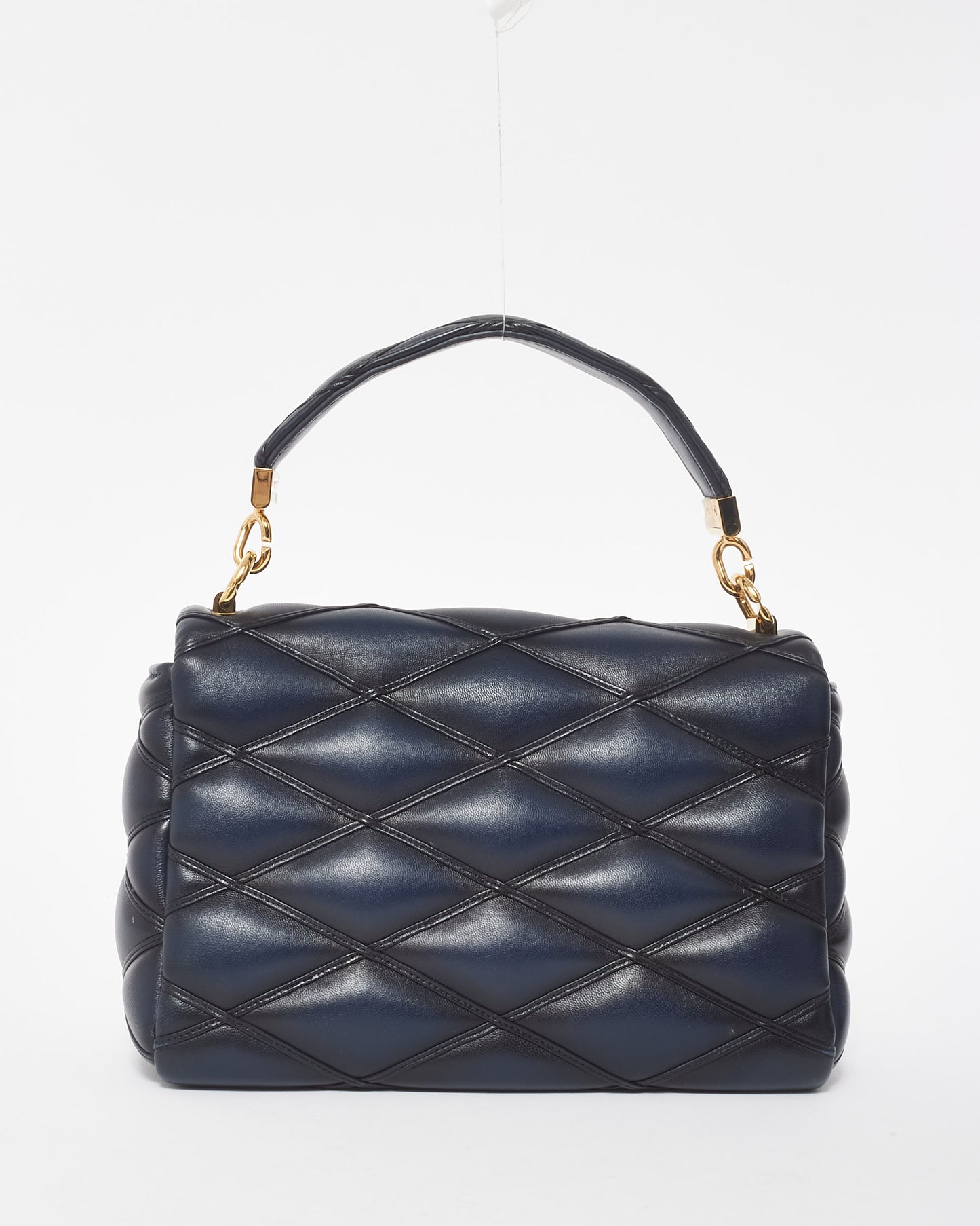 Louis Vuitton Black 
Navy Leather Malletage MM Top Handle Bag