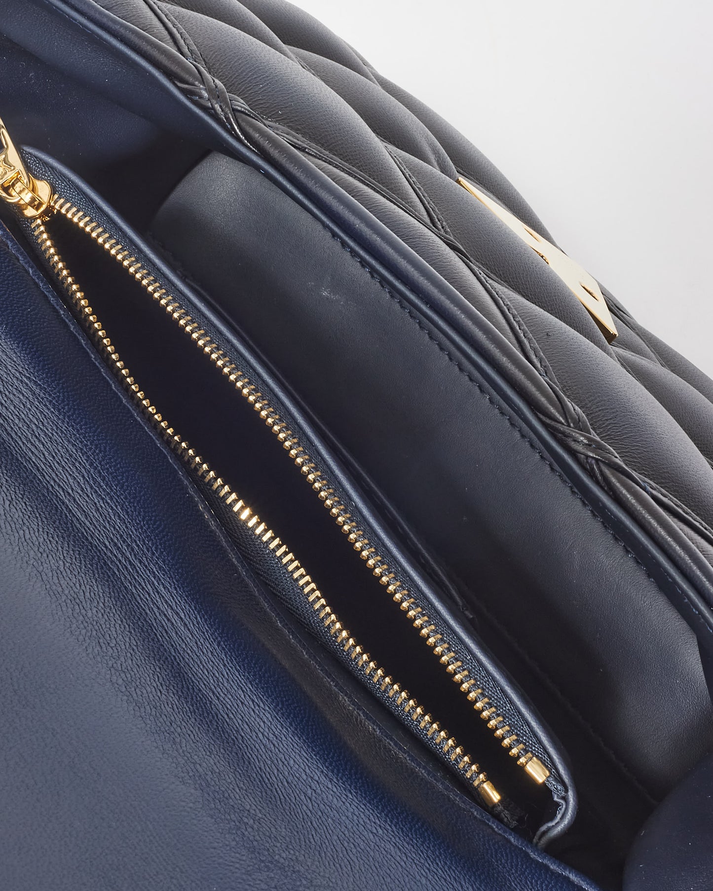 Louis Vuitton Black 
Navy Leather Malletage MM Top Handle Bag