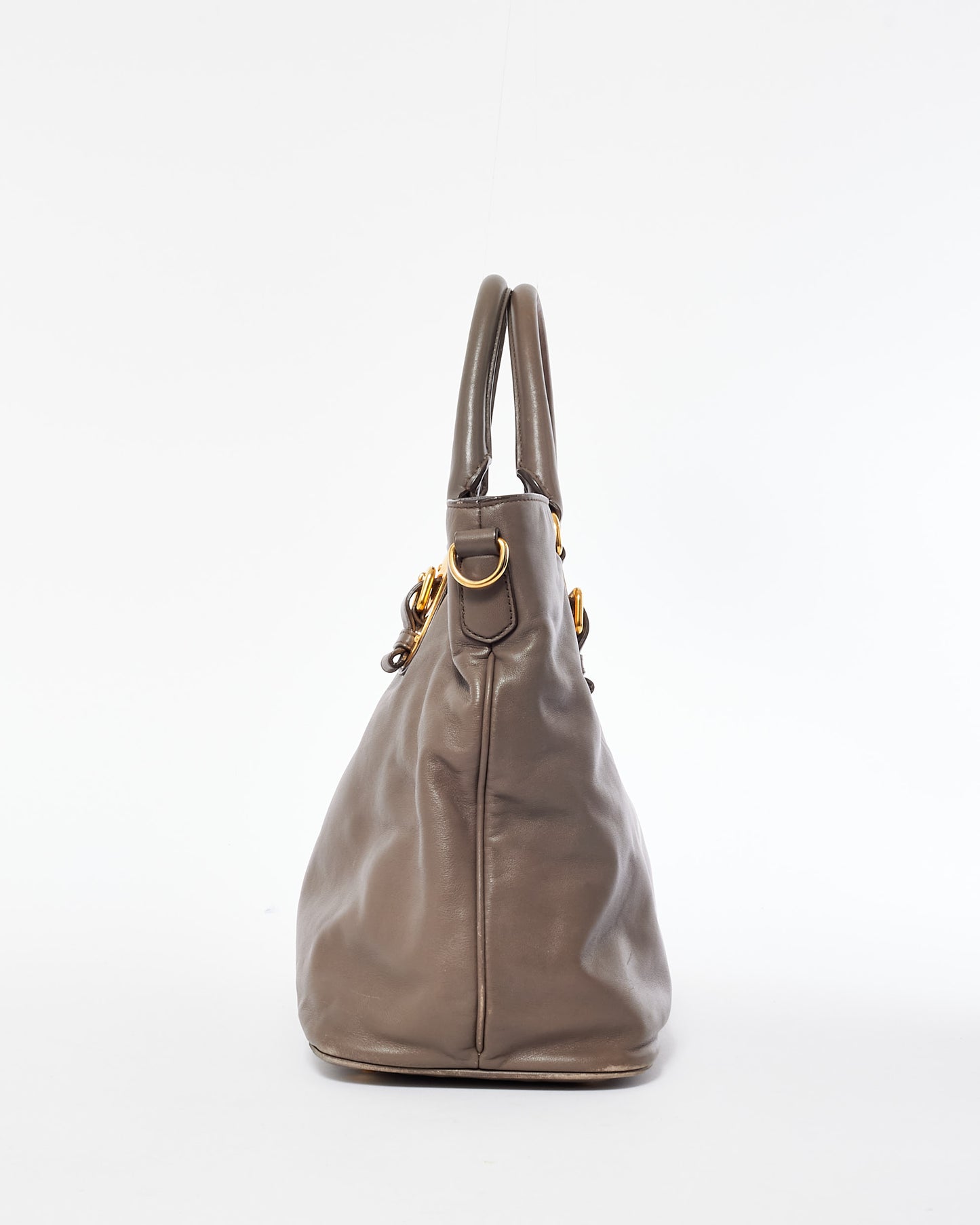 Prada Dark Grey Soft Calf Leather Tote Bag