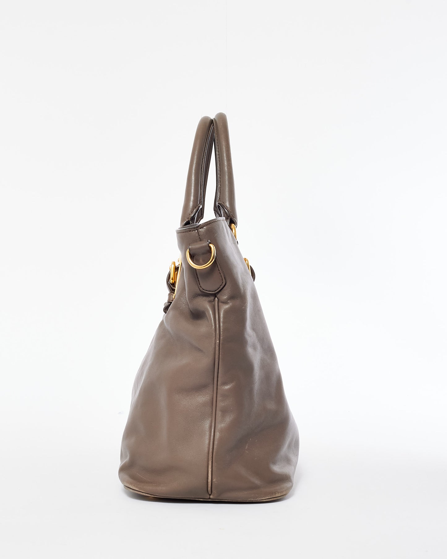 Prada Dark Grey Soft Calf Leather Tote Bag