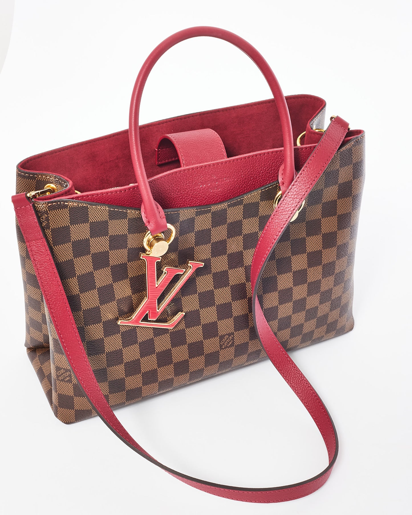 Louis Vuitton Damier Ebene Coated Canvas 
Fushia Riverside Tote