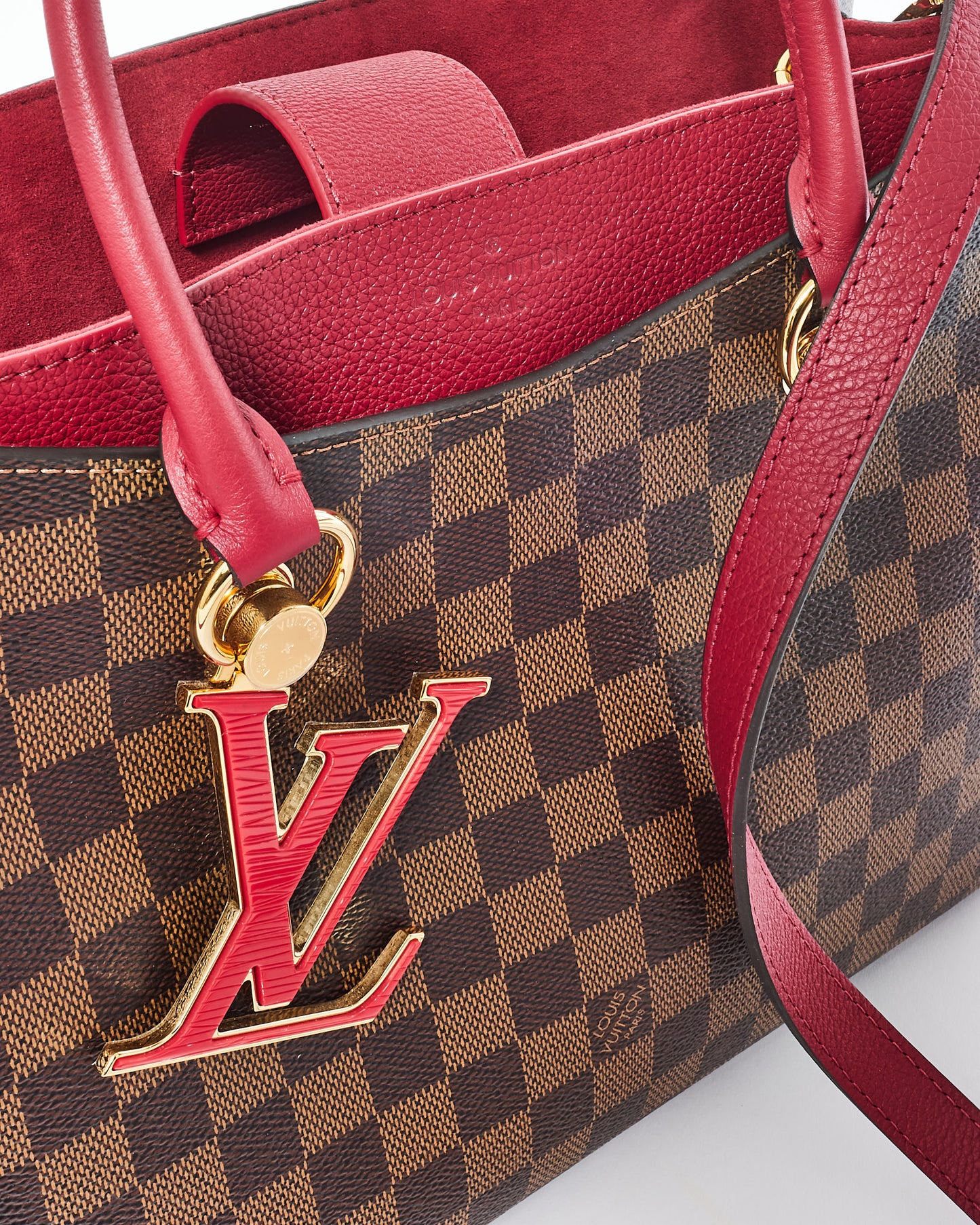 Louis Vuitton Damier Ebene Coated Canvas 
Fushia Riverside Tote