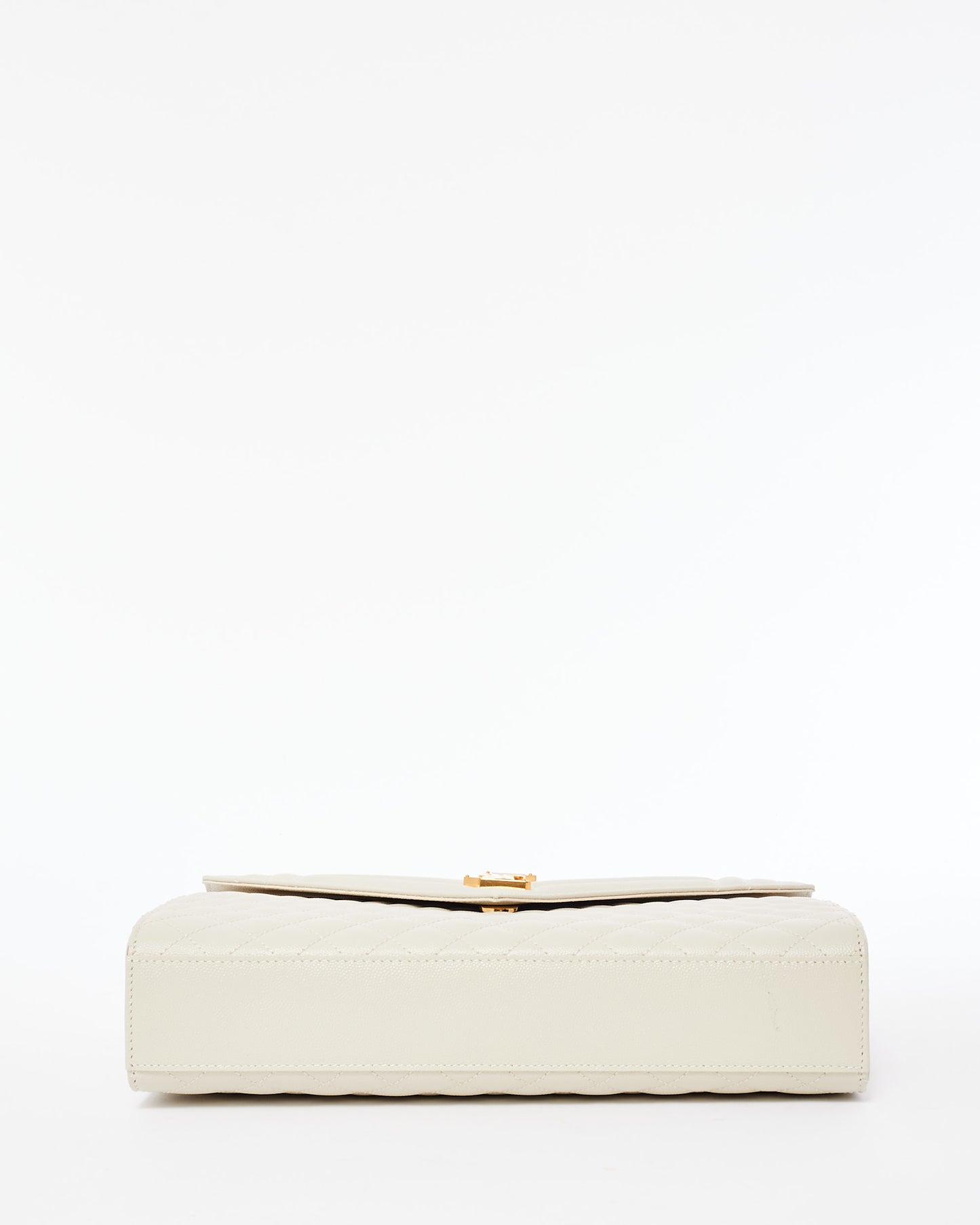 Saint Laurent Ivory Grain De Poude Tri-Quilt Large Envelope Bag