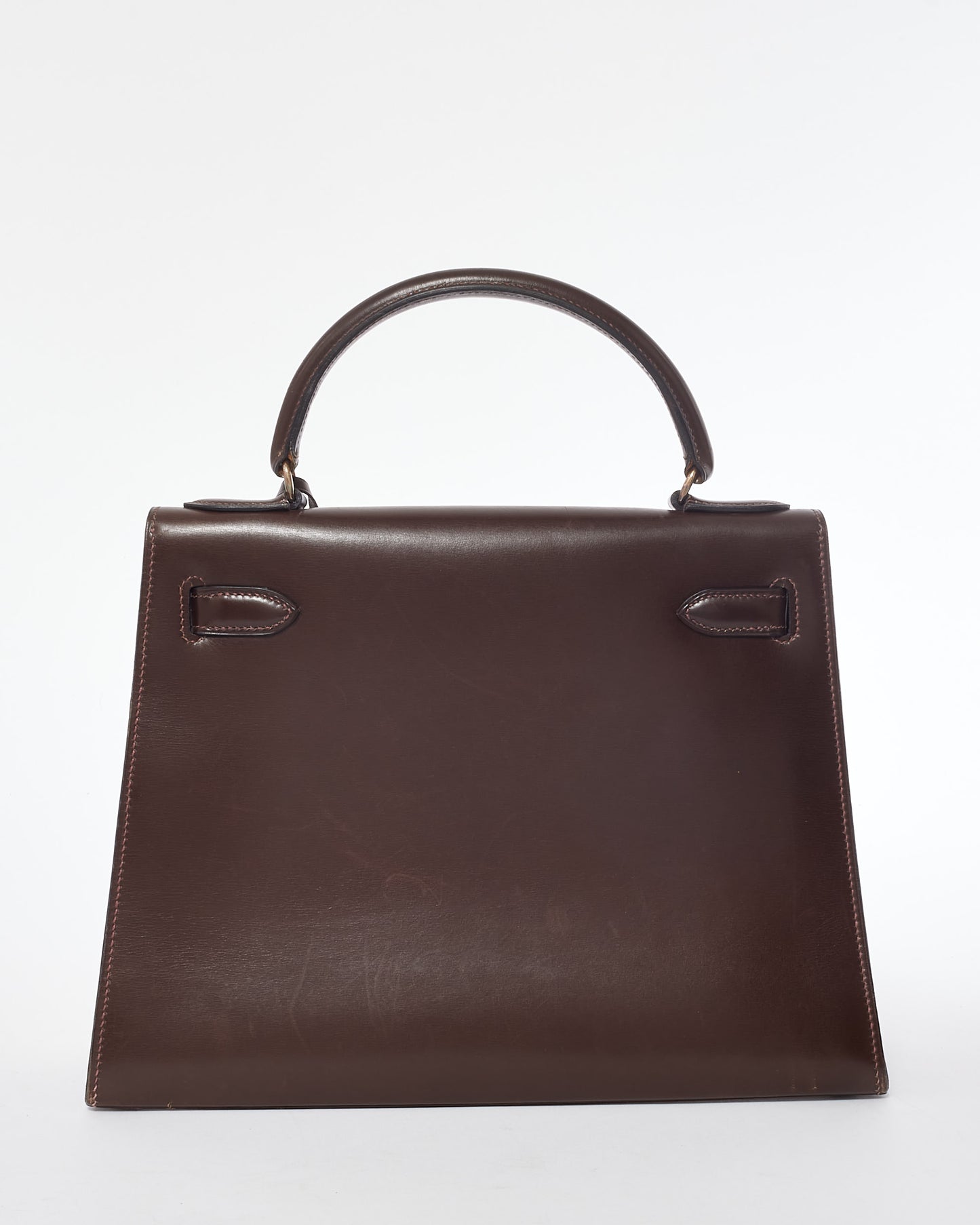 Hermès Brown Box Leather Vintage Kelly Sellier 28 GHW