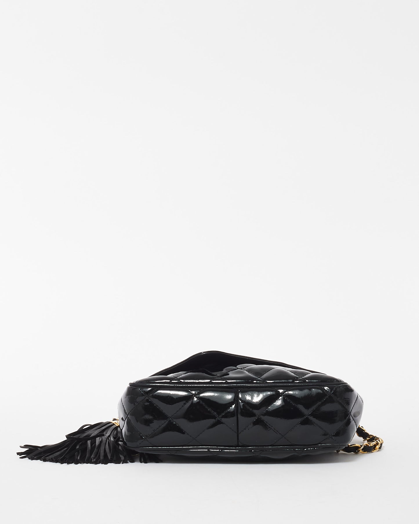 Chanel Vintage Black Patent Leather Quilted Camera Bag