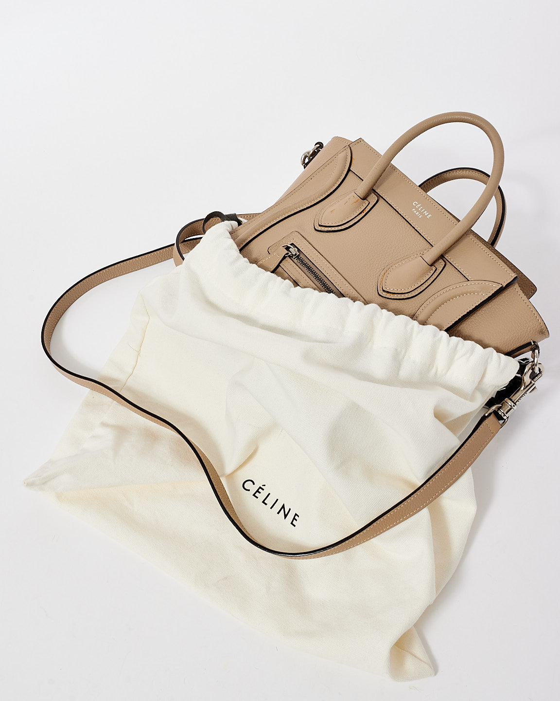 Celine Beige Leather Nano Luggage Tote