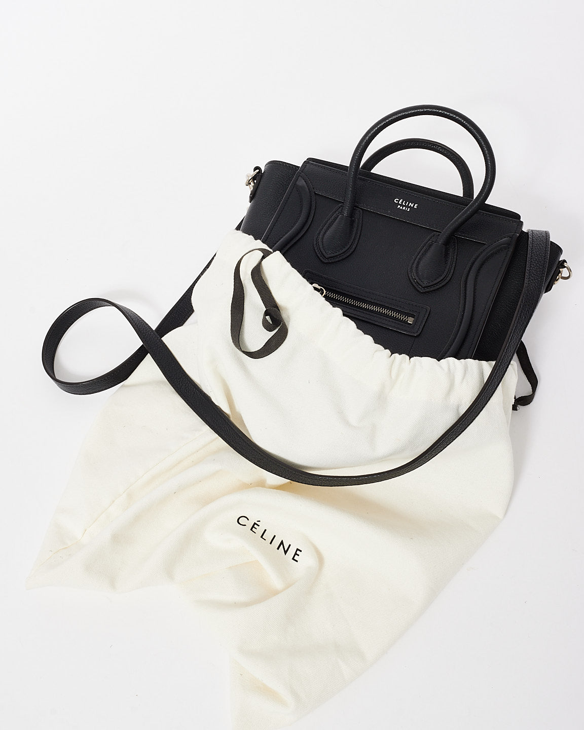 Celine Black Leather Nano Luggage Tote