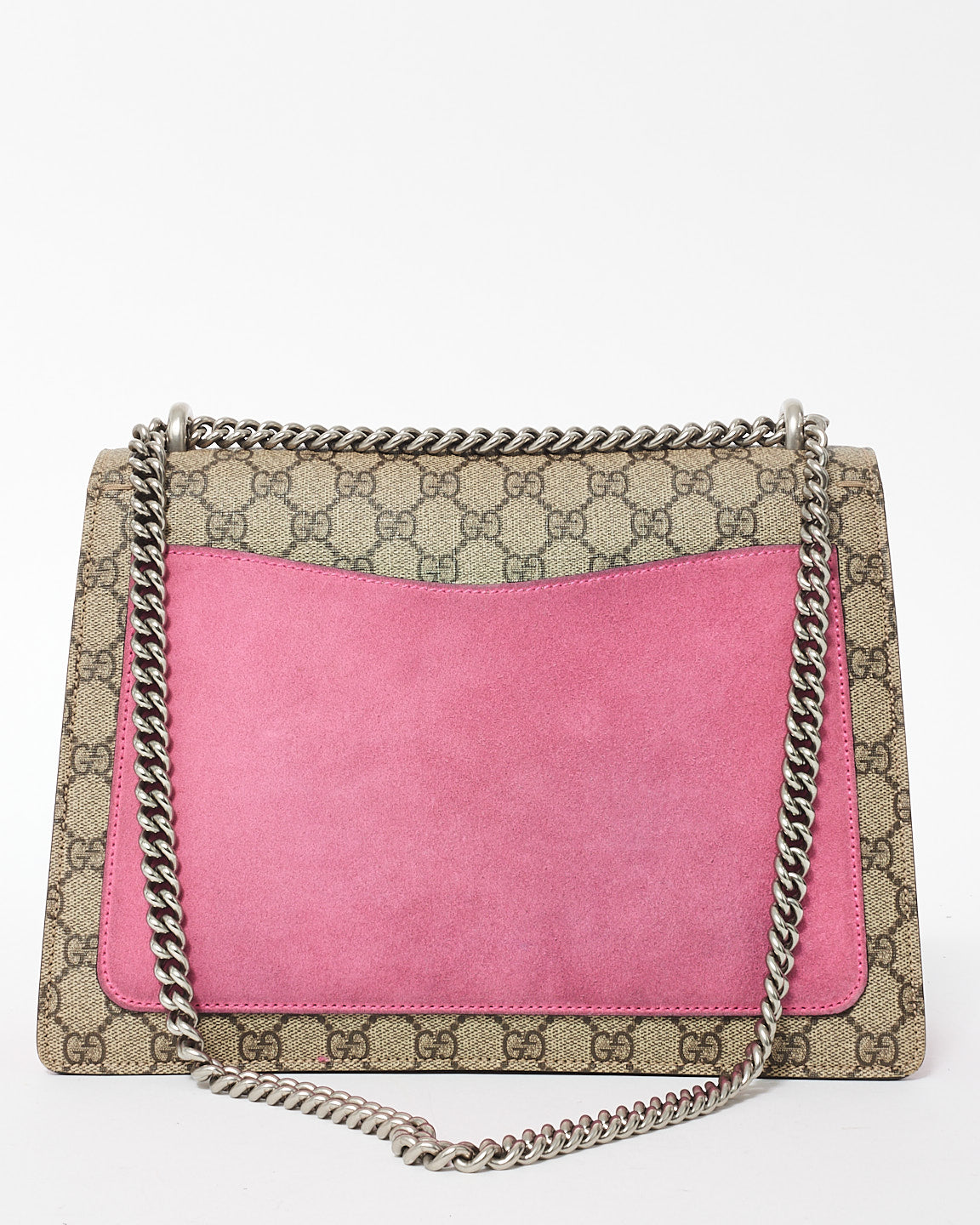 Gucci Beige Monogram GG Supreme Canvas 
Pink Jewel Dionysus Large Shoulder Bag