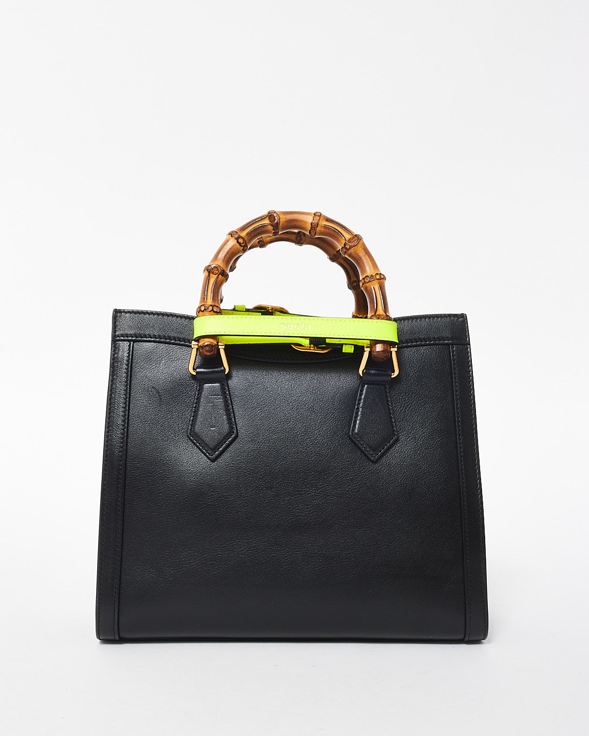 Gucci Black Leather Small Diana Bamboo Handle Tote Bag