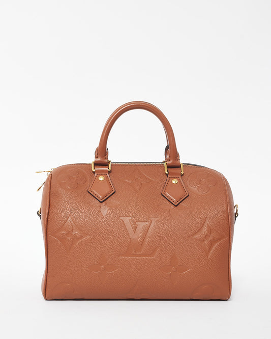 Louis Vuitton Cognac Giant Monogram Empreinte Leather Bandoulière Speedy 25