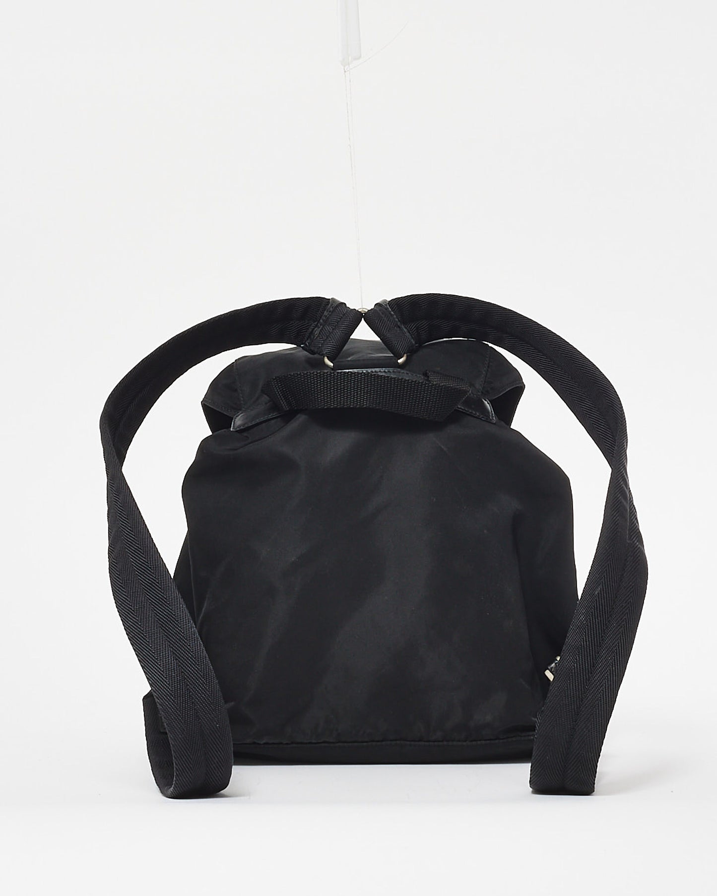 Prada Black Tessuto Nylon Double Pocket Buckle Small Backpack