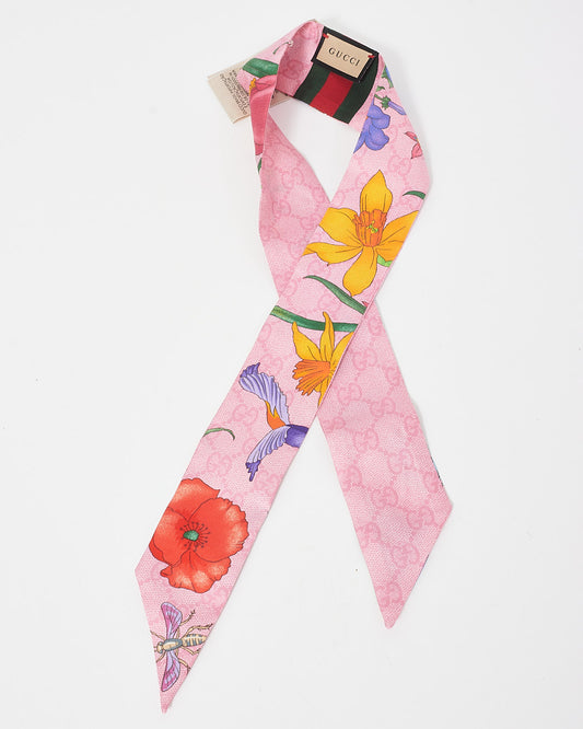 Gucci Pink Monogram 
Multi Floral Twilly