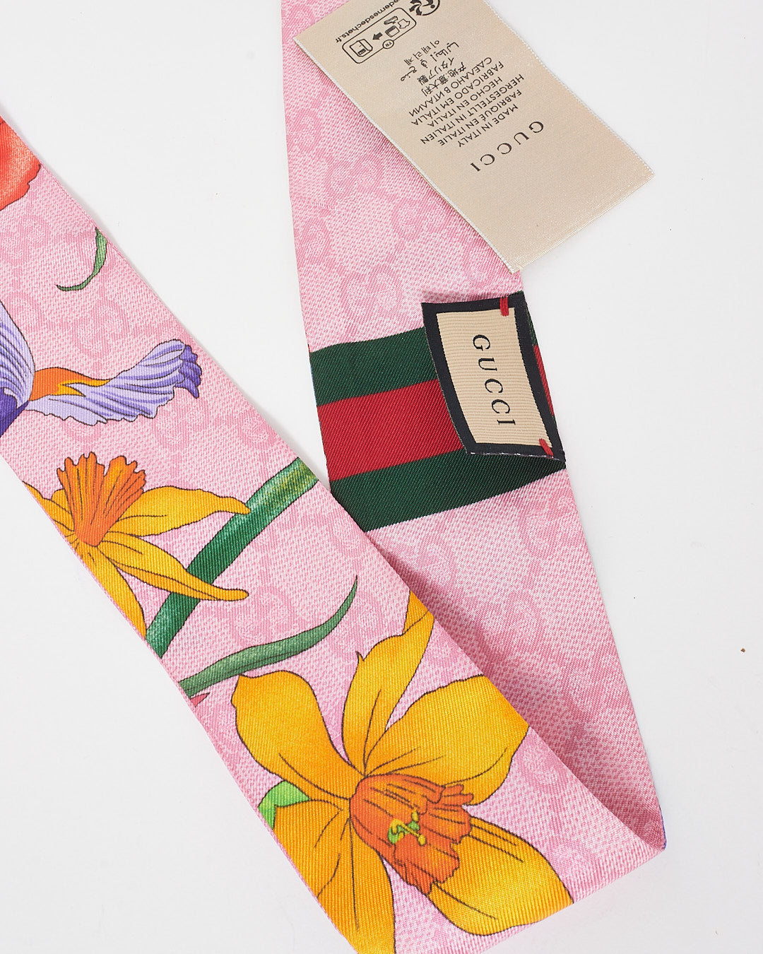 Gucci Pink Monogram 
Multi Floral Twilly