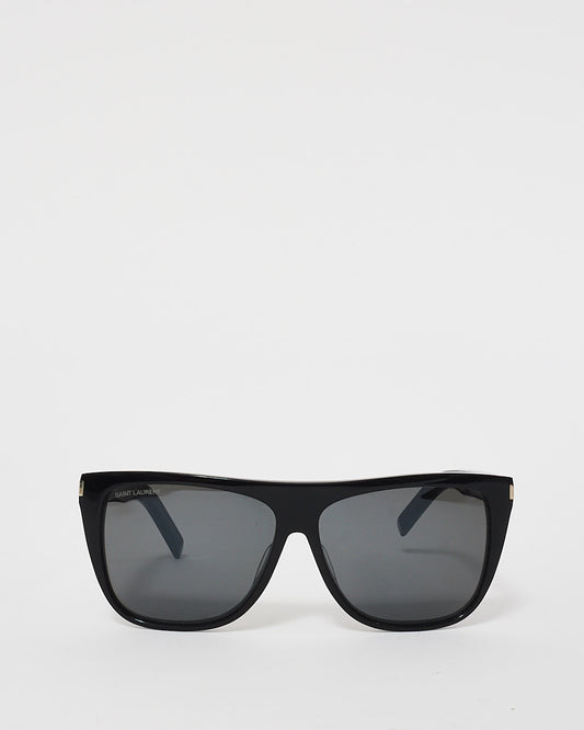 Saint Laurent Black Acetate SL1002 Flat Top Sunglasses