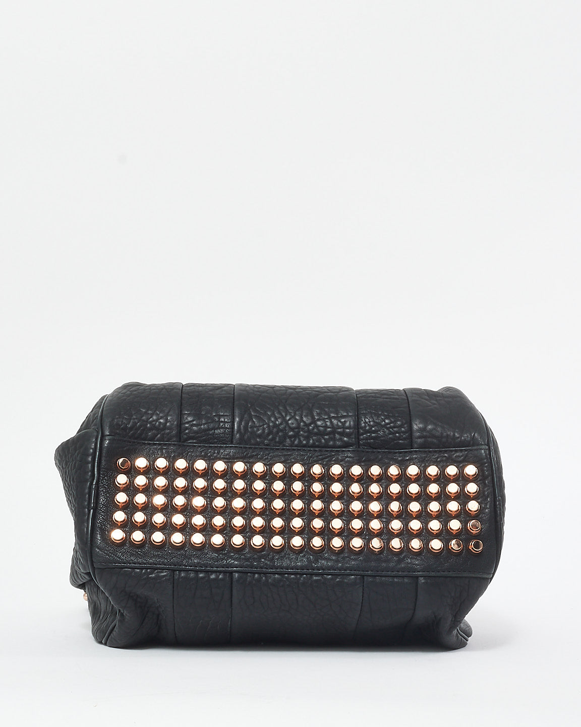 Alexander Wang Black Pebble Lambskin 
Rose Gold Studded Rocco Bag