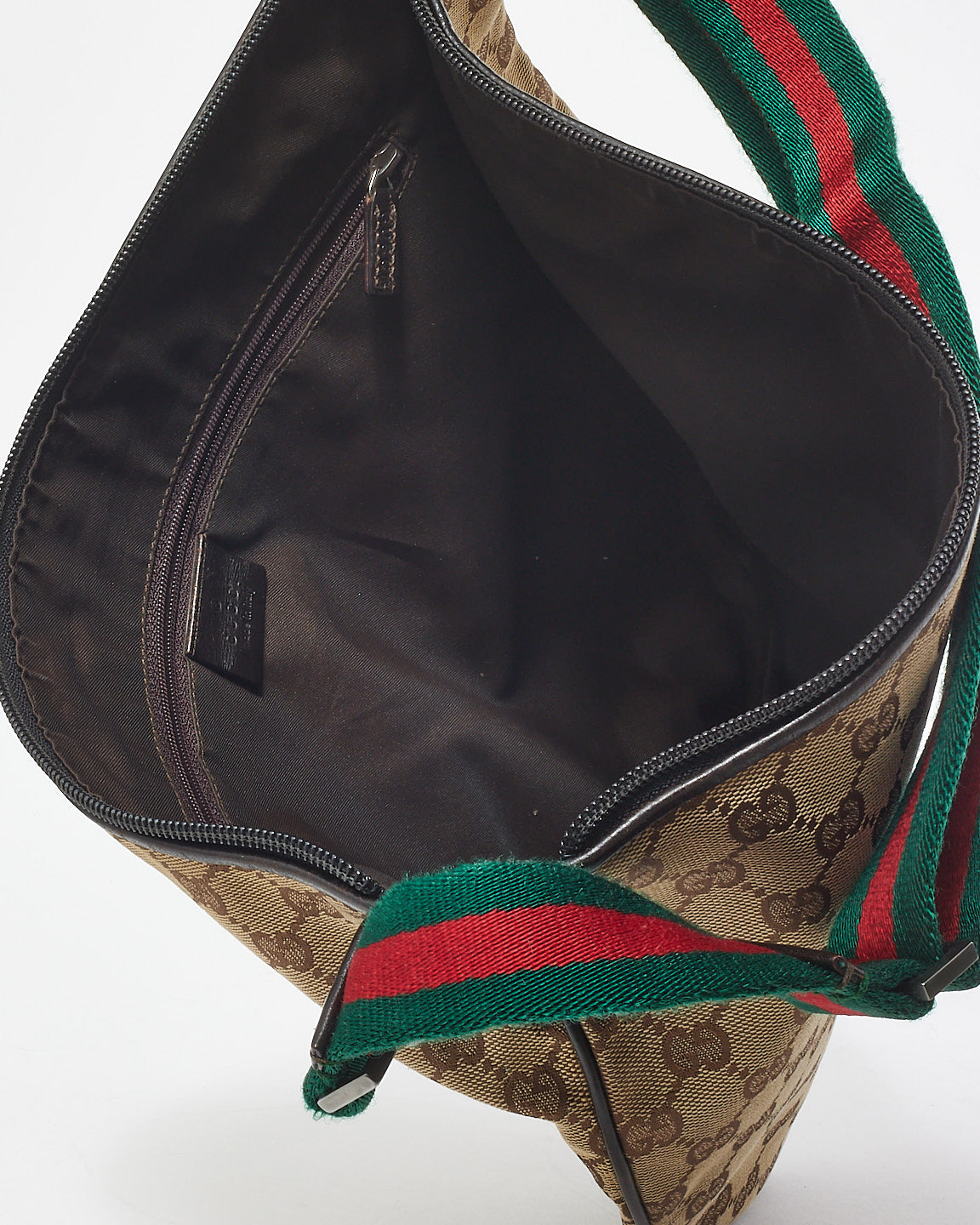 Gucci Monogram Canvas Web Saddle Crossbody Saddle Bag