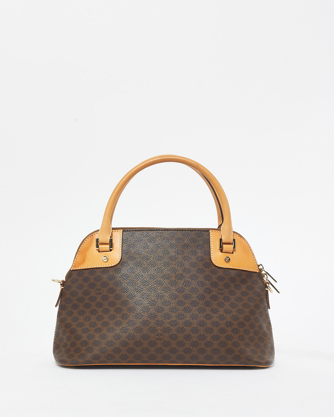 Celine Vintage Brown Leather Triomphe Macadam Bag