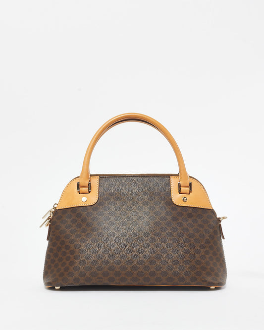 Celine Vintage Brown Leather Triomphe Macadam Bag