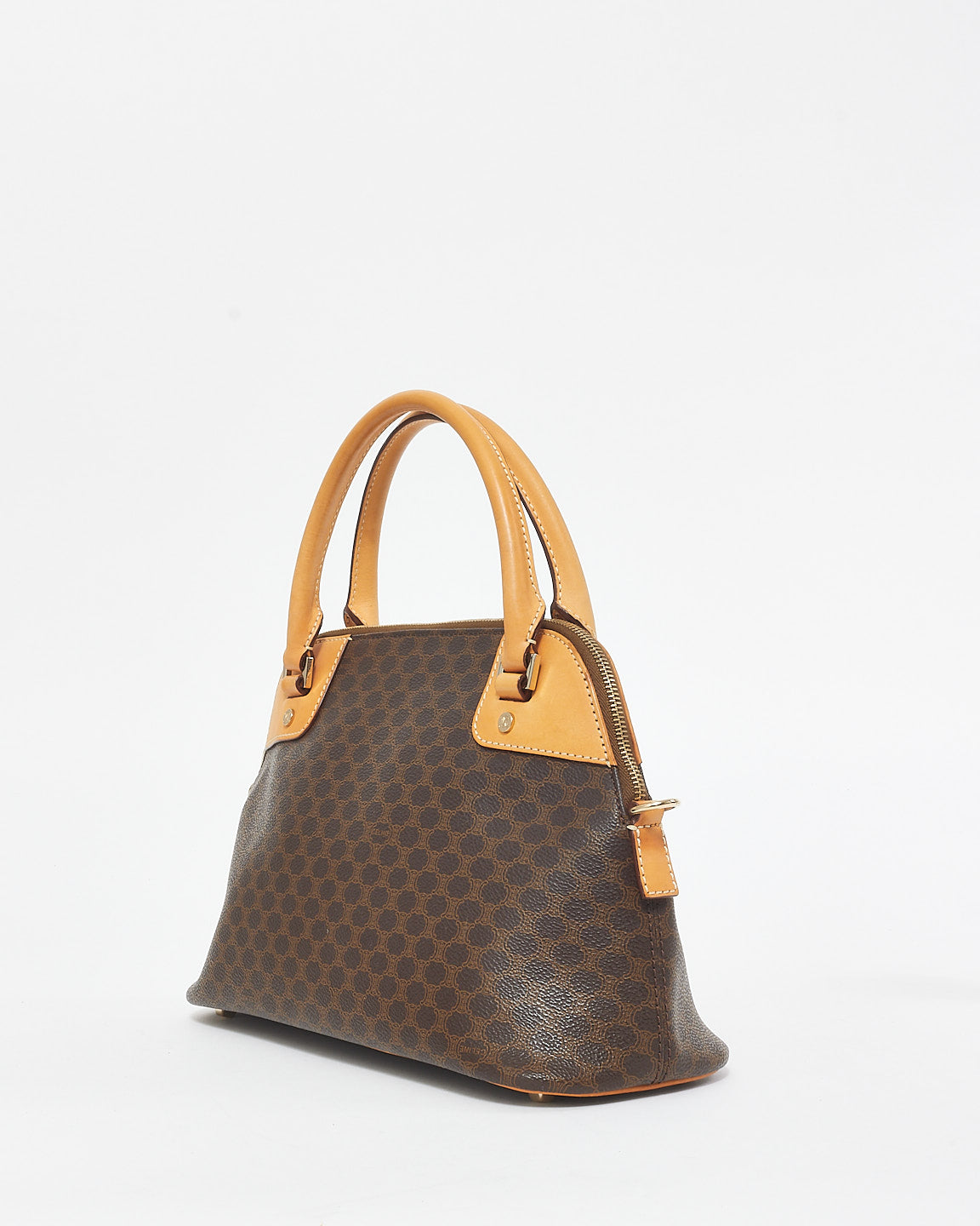 Celine Vintage Brown Leather Triomphe Macadam Bag