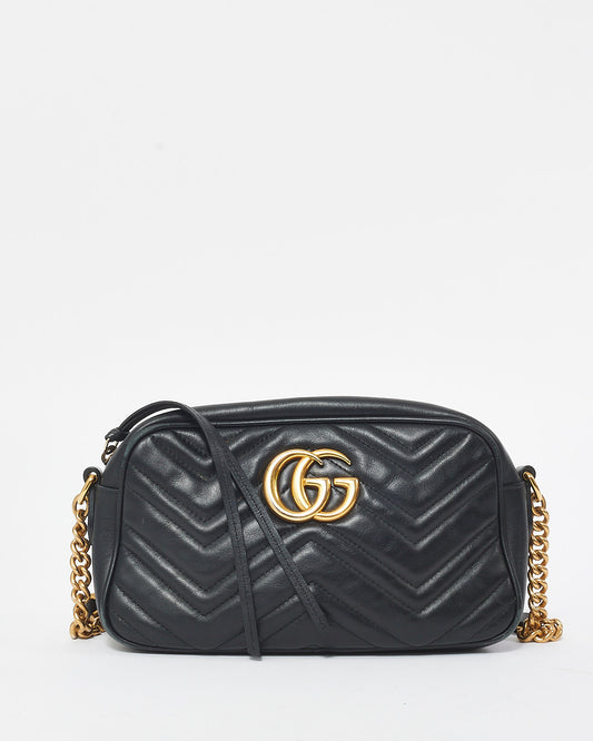 Gucci Black Leather Small Marmont Crossbody Bag