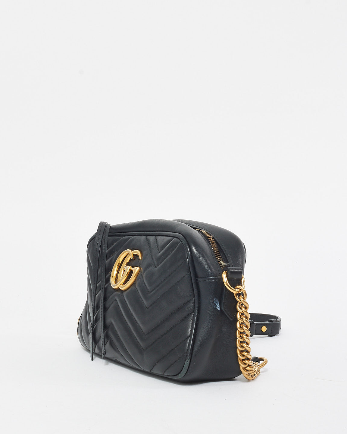 Gucci Black Leather Small Marmont Crossbody Bag