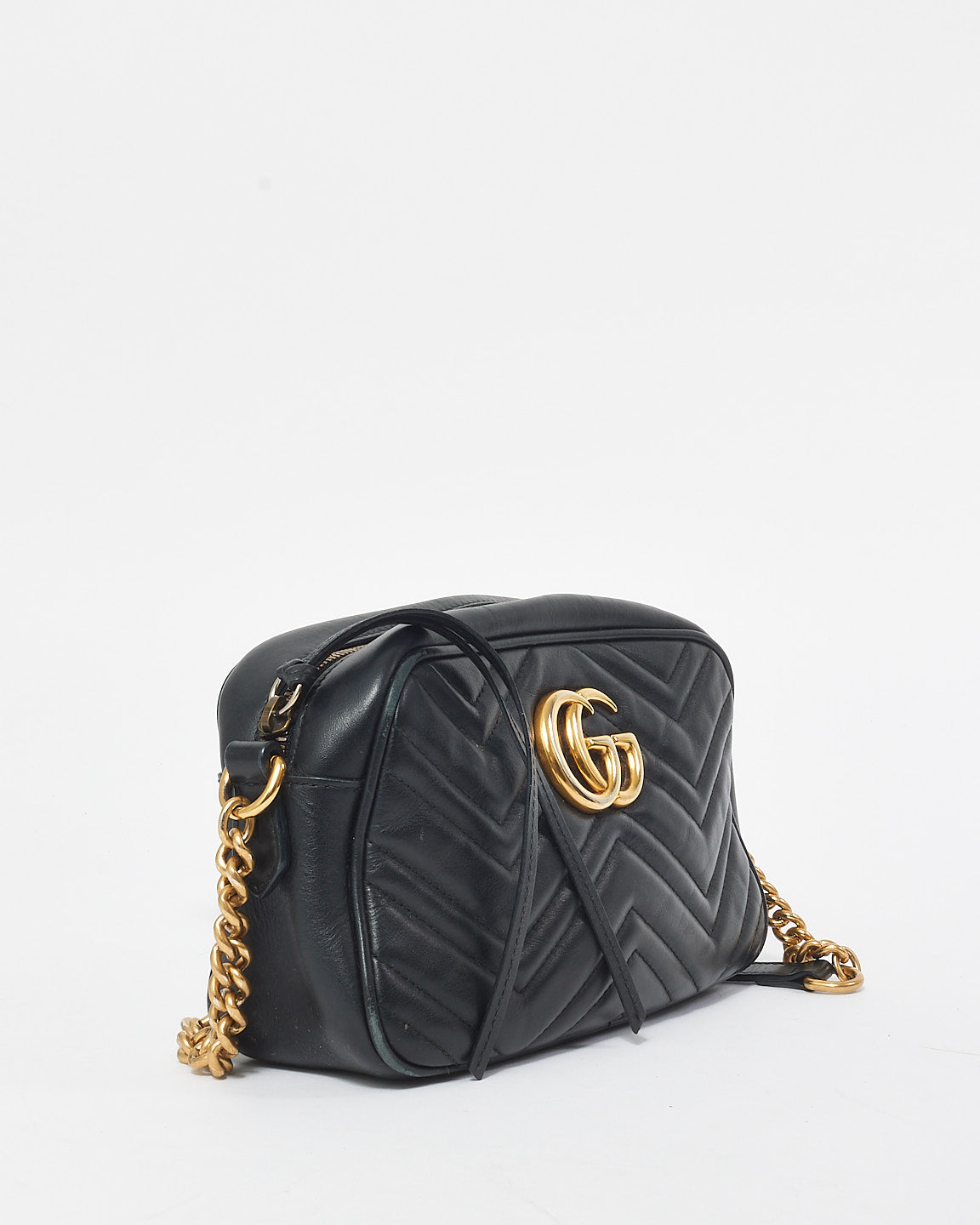 Gucci Black Leather Small Marmont Crossbody Bag