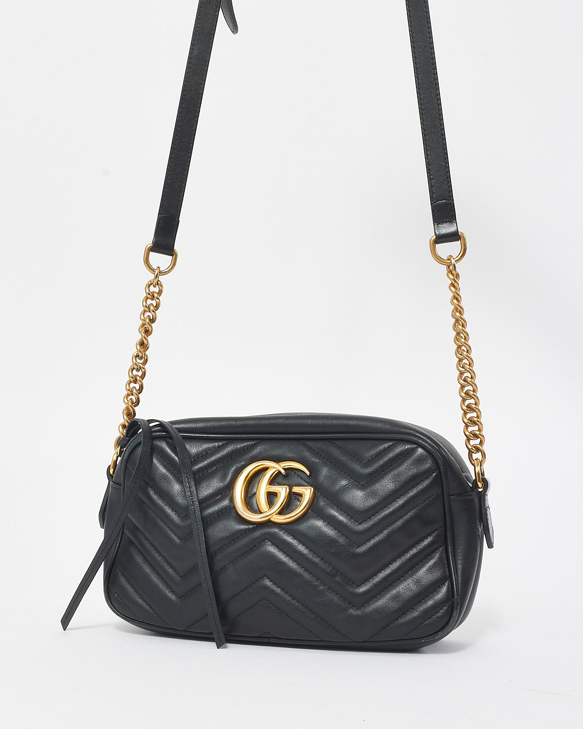 Gucci Black Leather Small Marmont Crossbody Bag