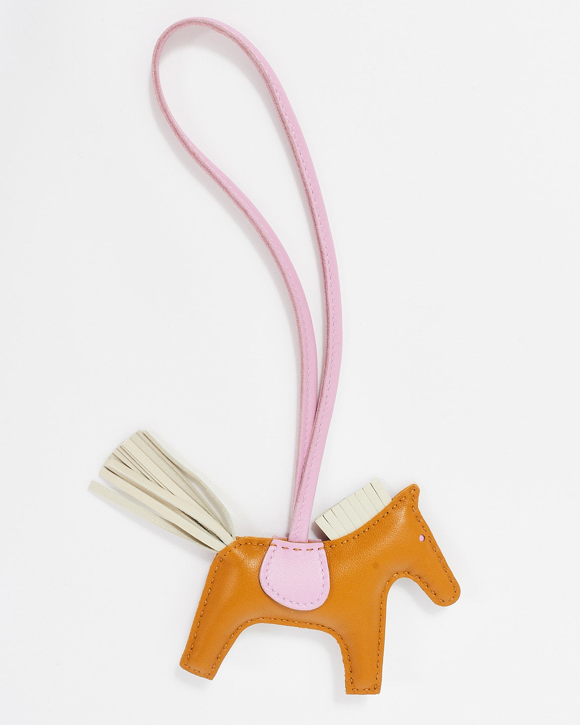 Hermès Brown/ Pink/ Cream Leather Rodeo Charm