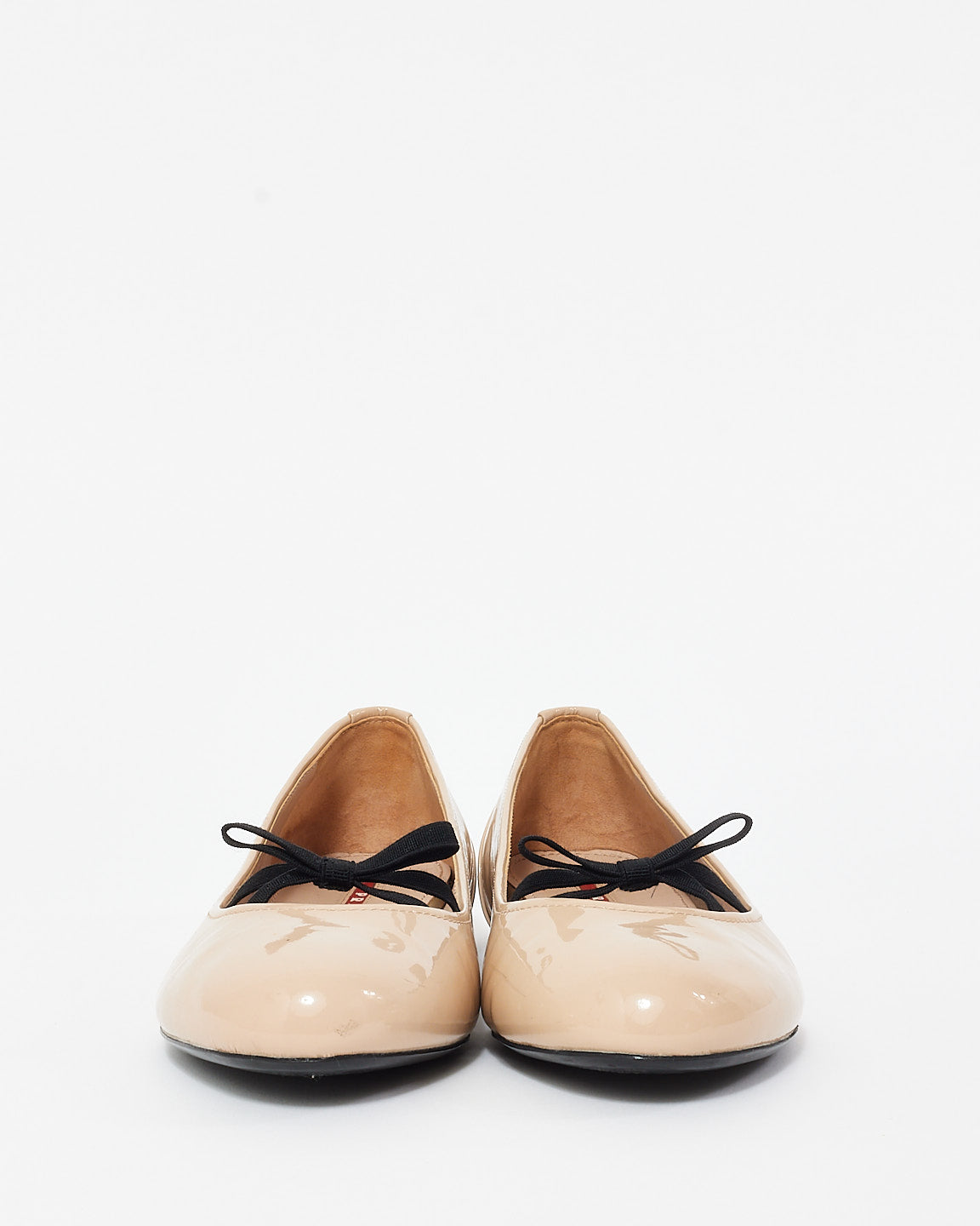 Prada Beige Patent Leather Ballerina Flats - 39