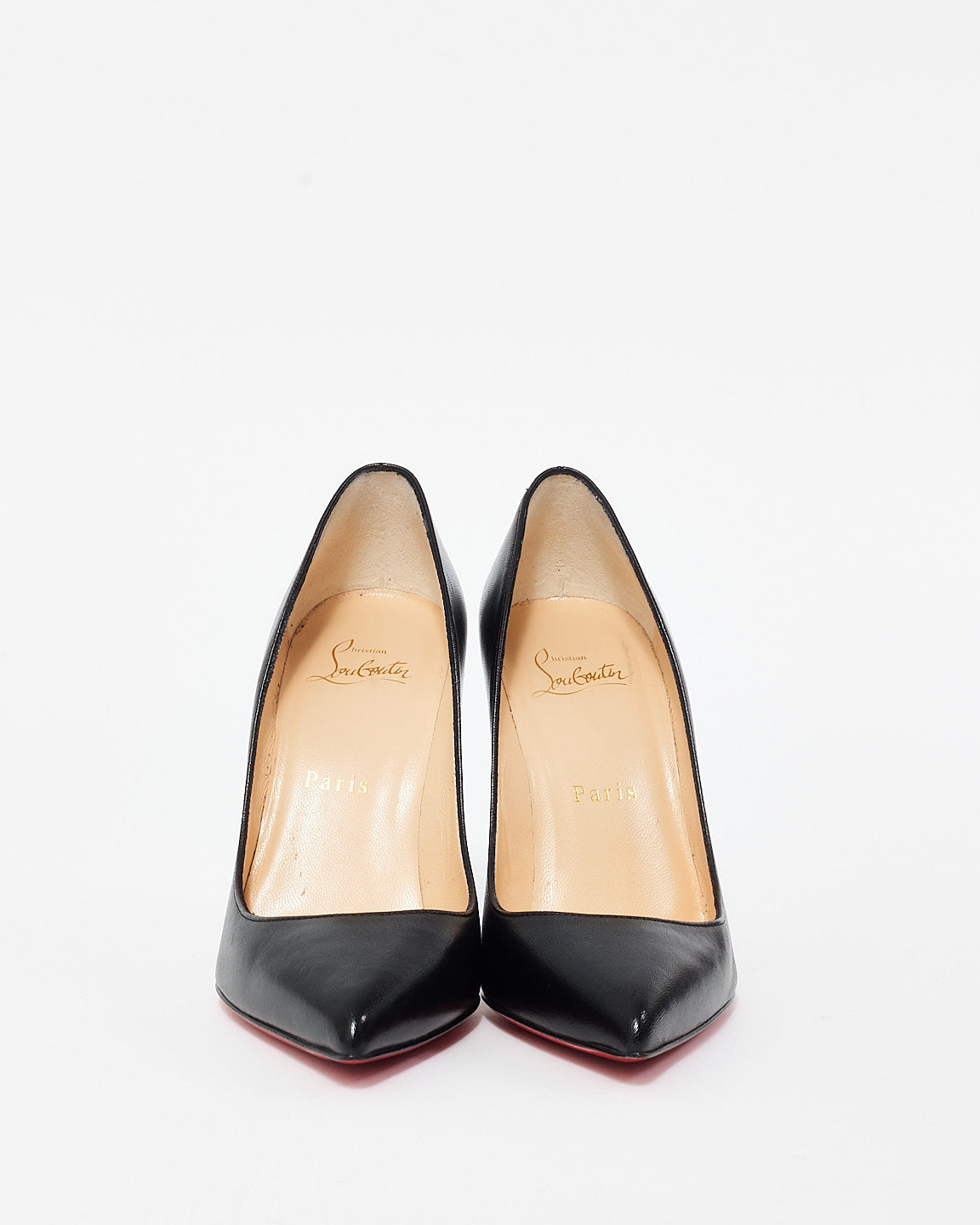 Christian Louboutin Black Leather Pigalle Follies 100MM Pumps - 36.5