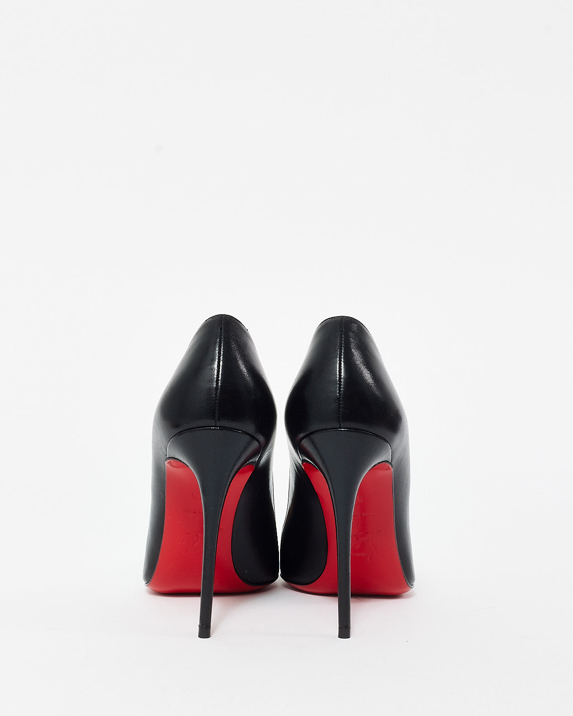 Christian Louboutin Black Leather Pigalle Follies 100MM Pumps - 36.5