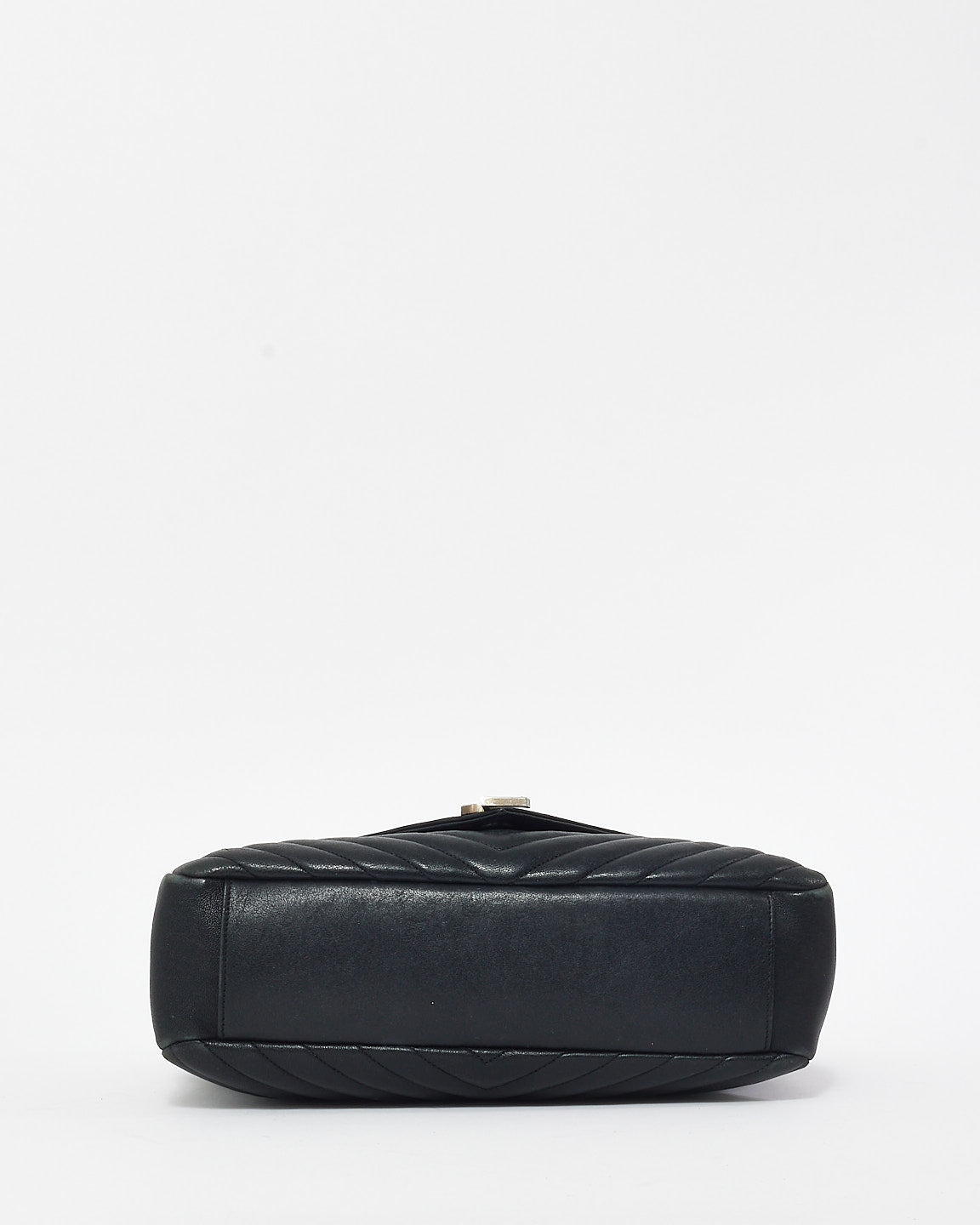 Saint Laurent Black Chevron Leather Medium College Bag