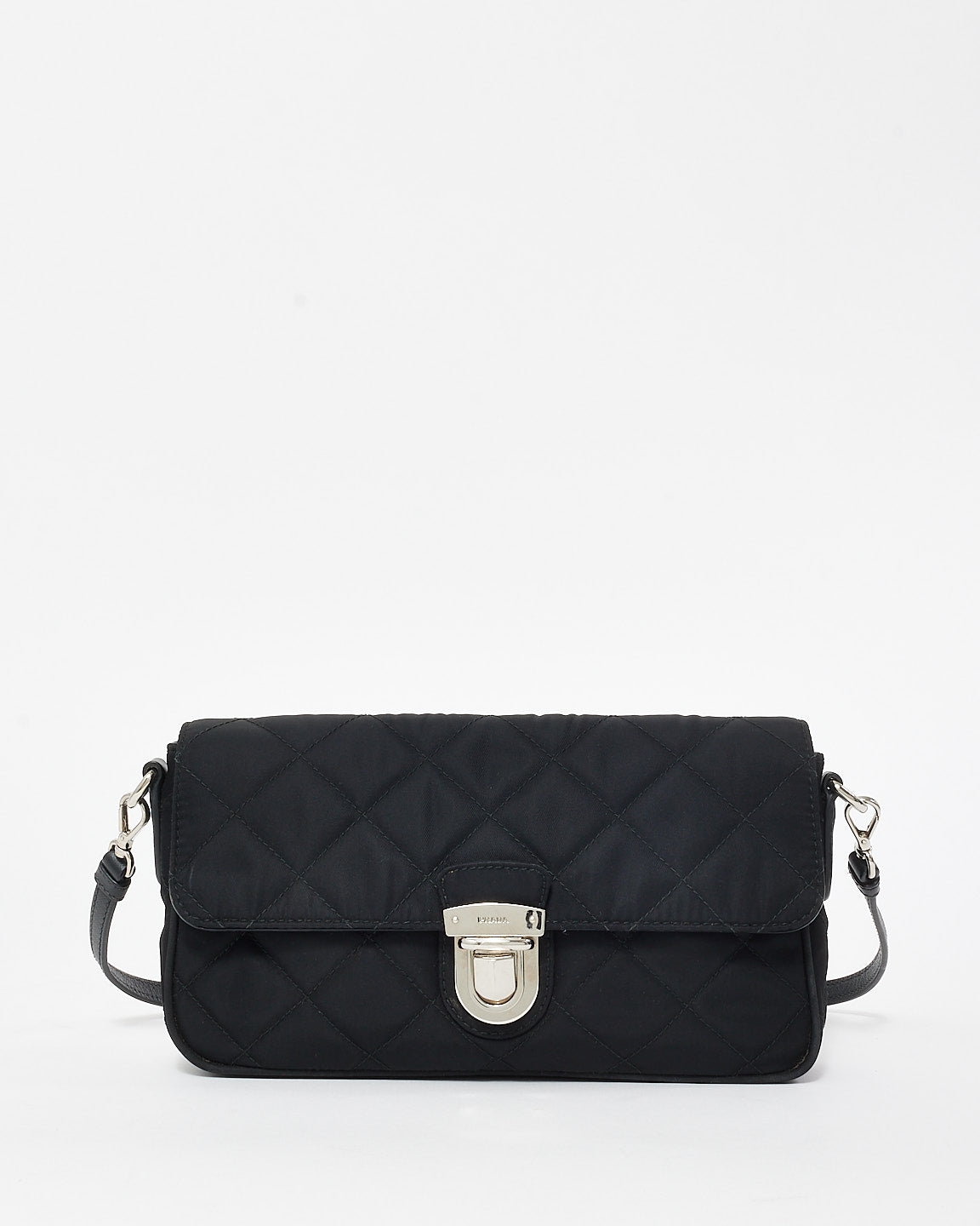 Prada Black Tessuto Nylon Quilted Impuntu Flap Bag