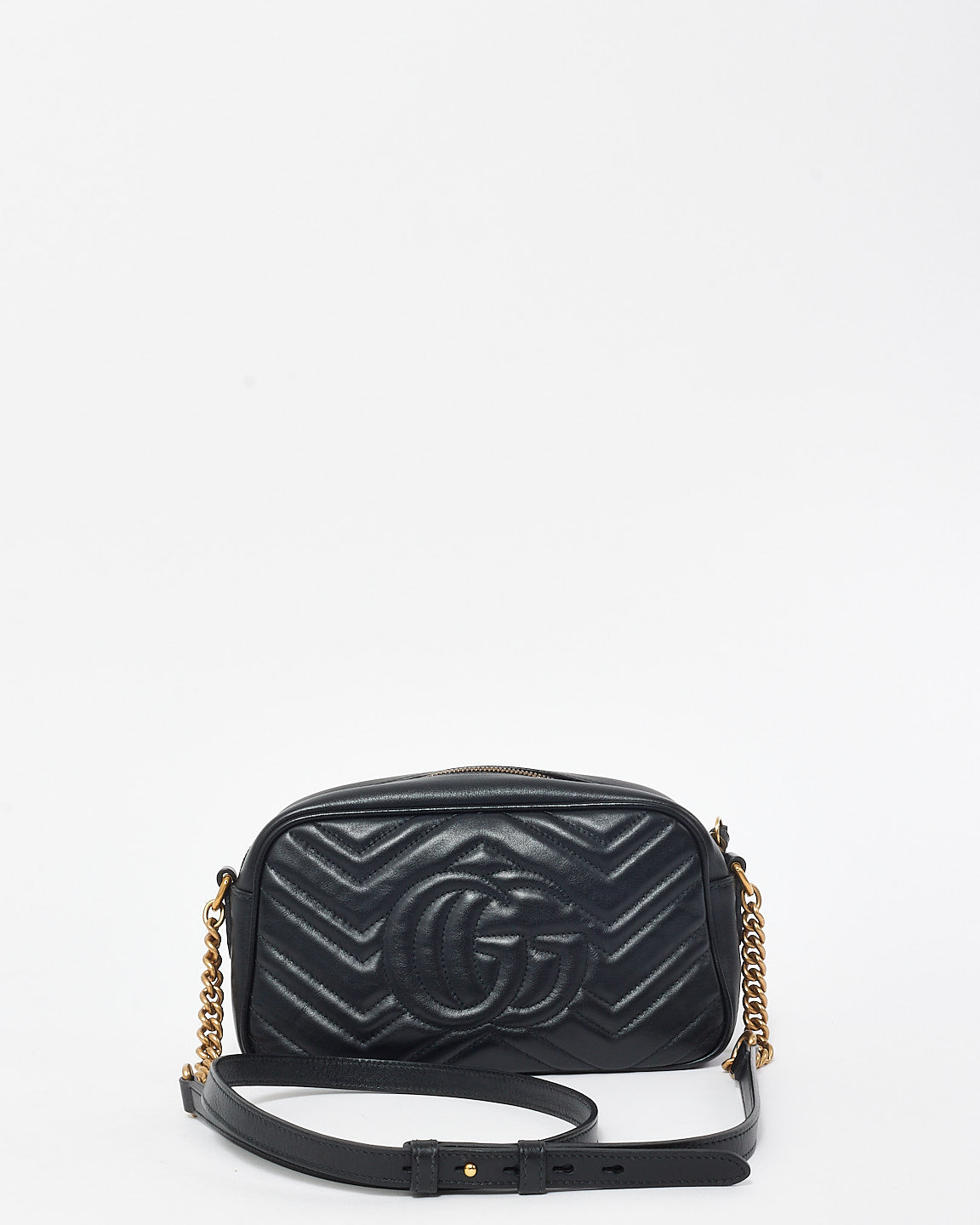 Gucci Black Leather GG Marmont Small Crossbody Camera Bag