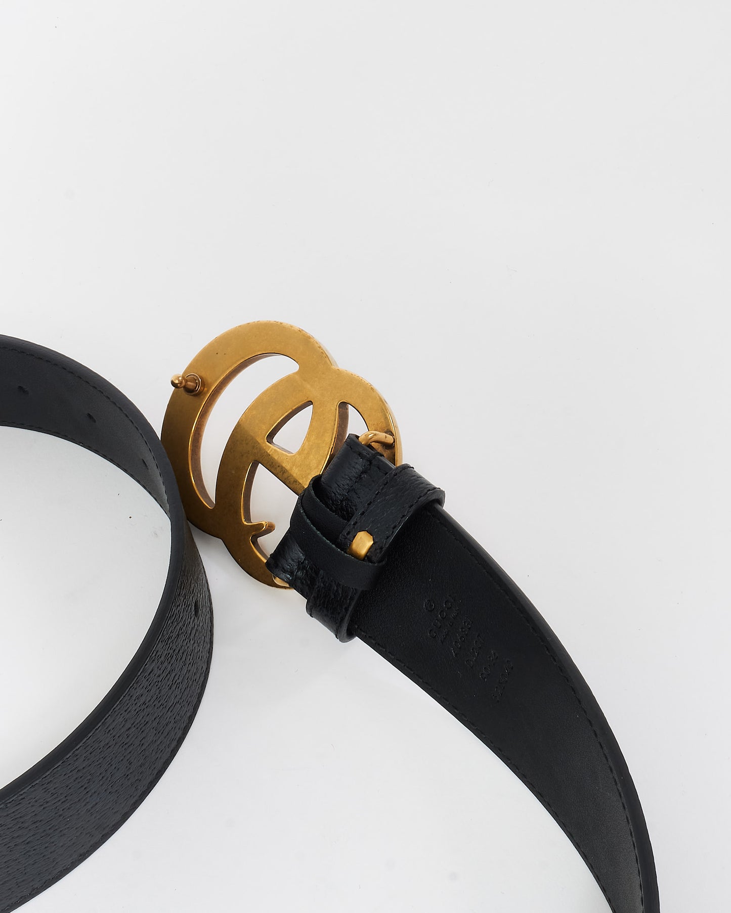 Gucci Black Grained Leather GG Marmont Belt - 90/36