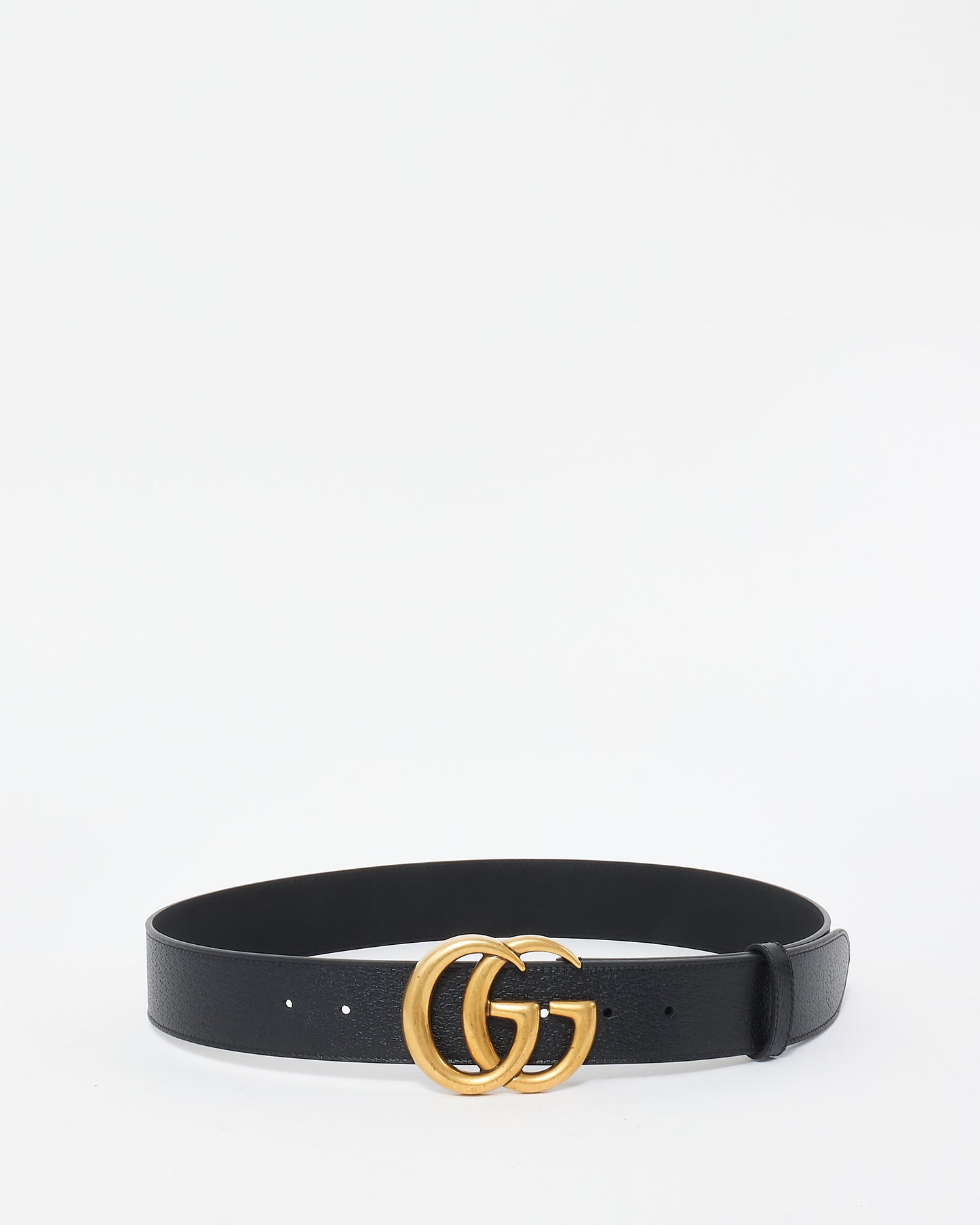 Gucci Black Grained Leather GG Marmont Belt - 90/36