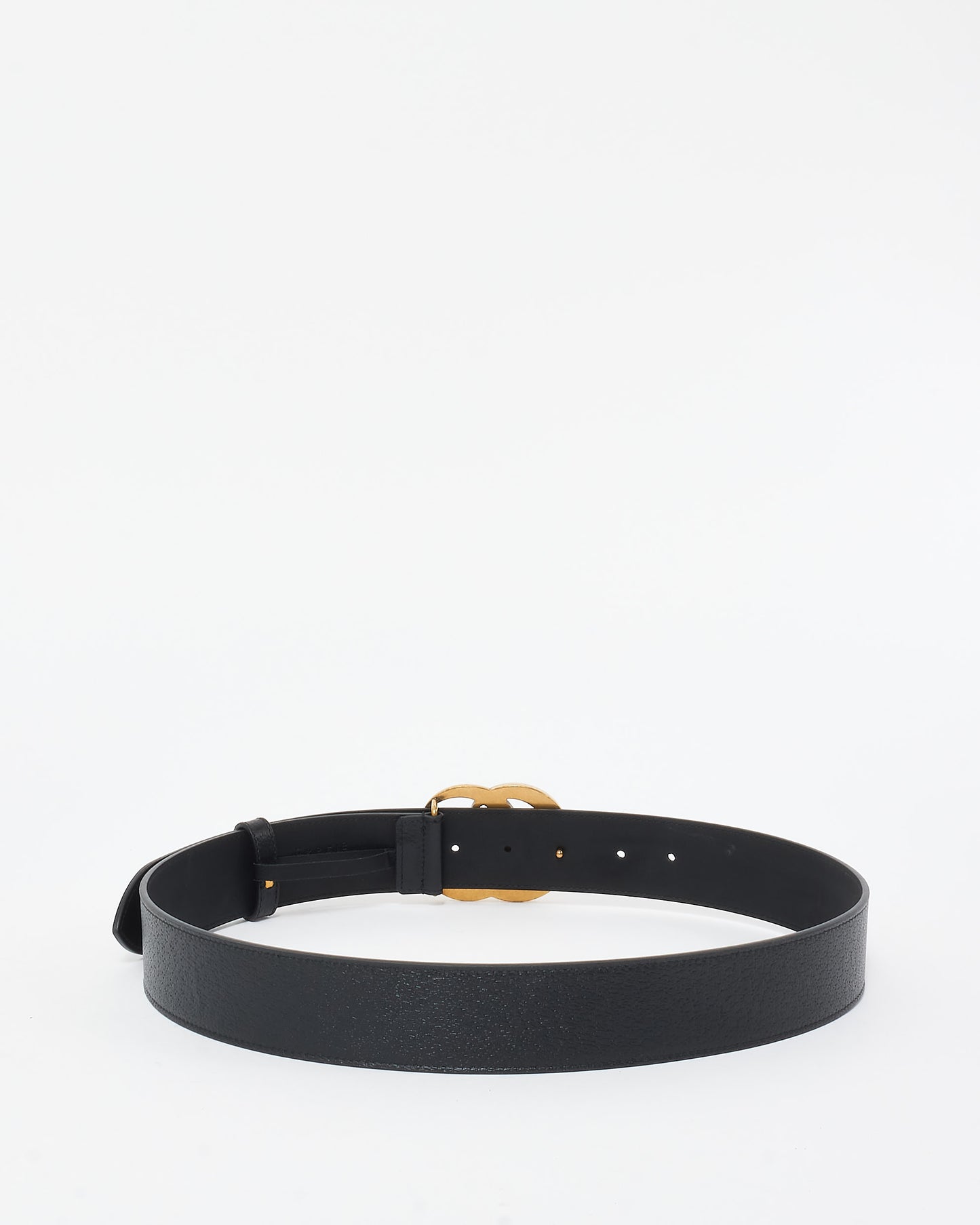 Gucci Black Grained Leather GG Marmont Belt - 90/36