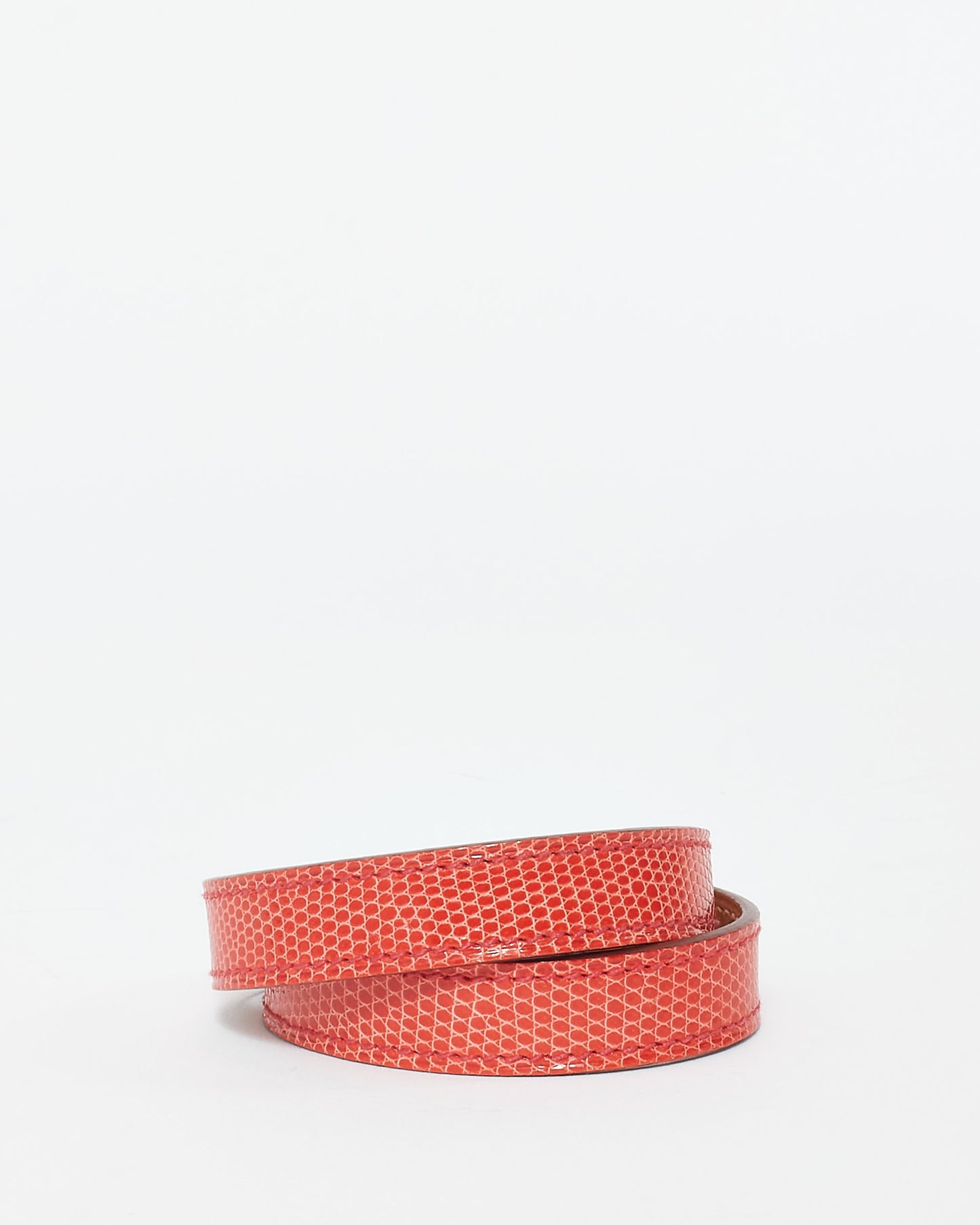 Hermès Red Lizard Double Tour Kelly Leather Bracelet - S