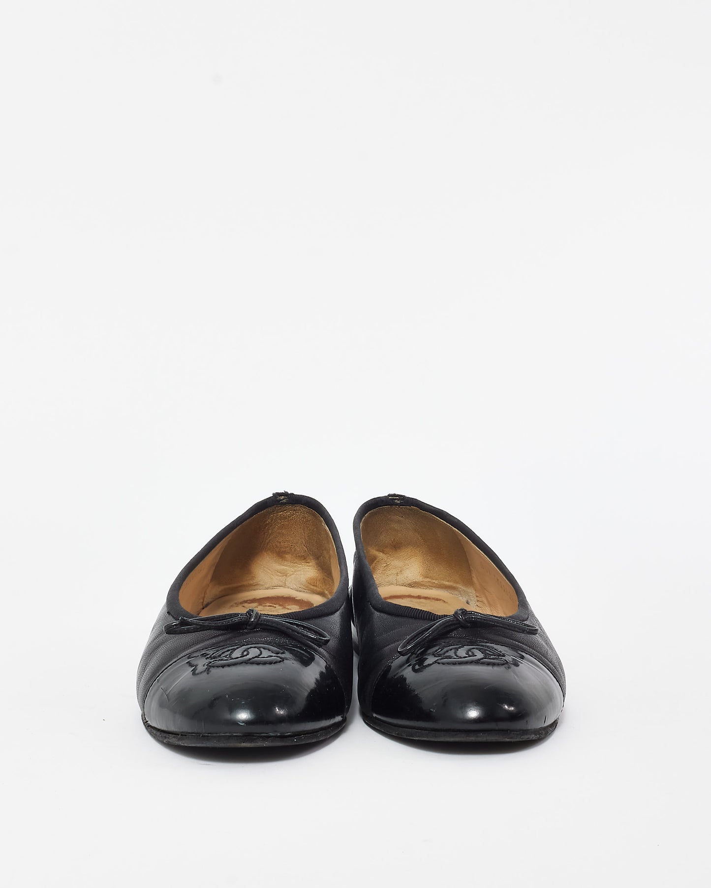 Chanel Vintage Black Lambskin Leather Classic Ballerina Flats - 38.5