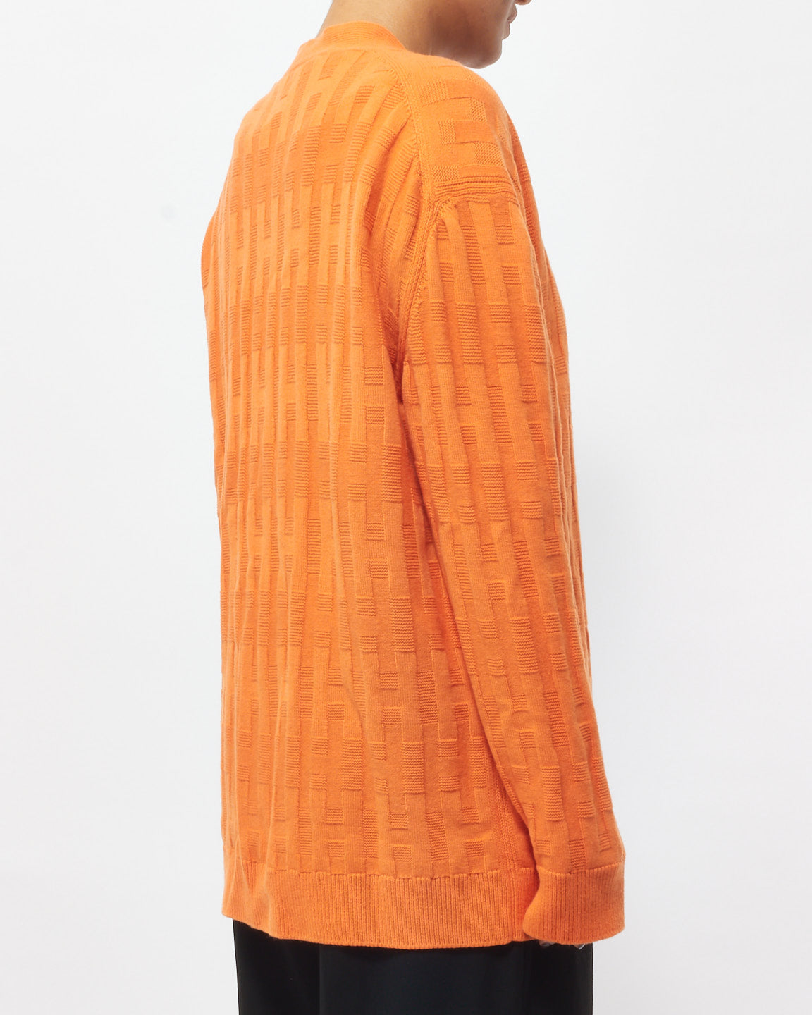 Hermès Orange Wool Logo Cardigan - 40