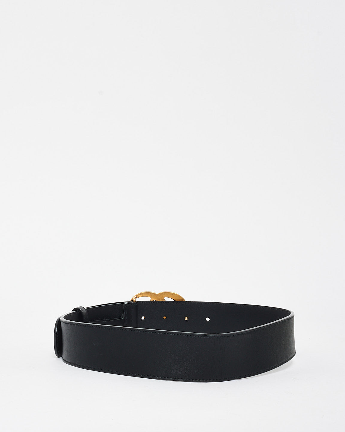 Gucci Black Leather GG Marmont Belt - 75/30