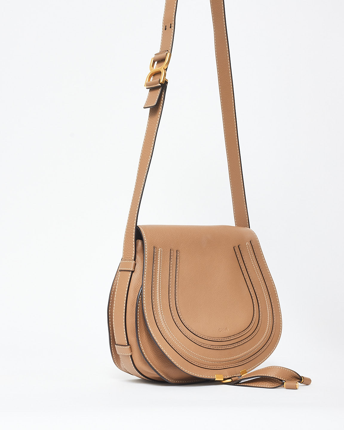 Chloé Brown Leather Marcie Crossbody Saddle Bag