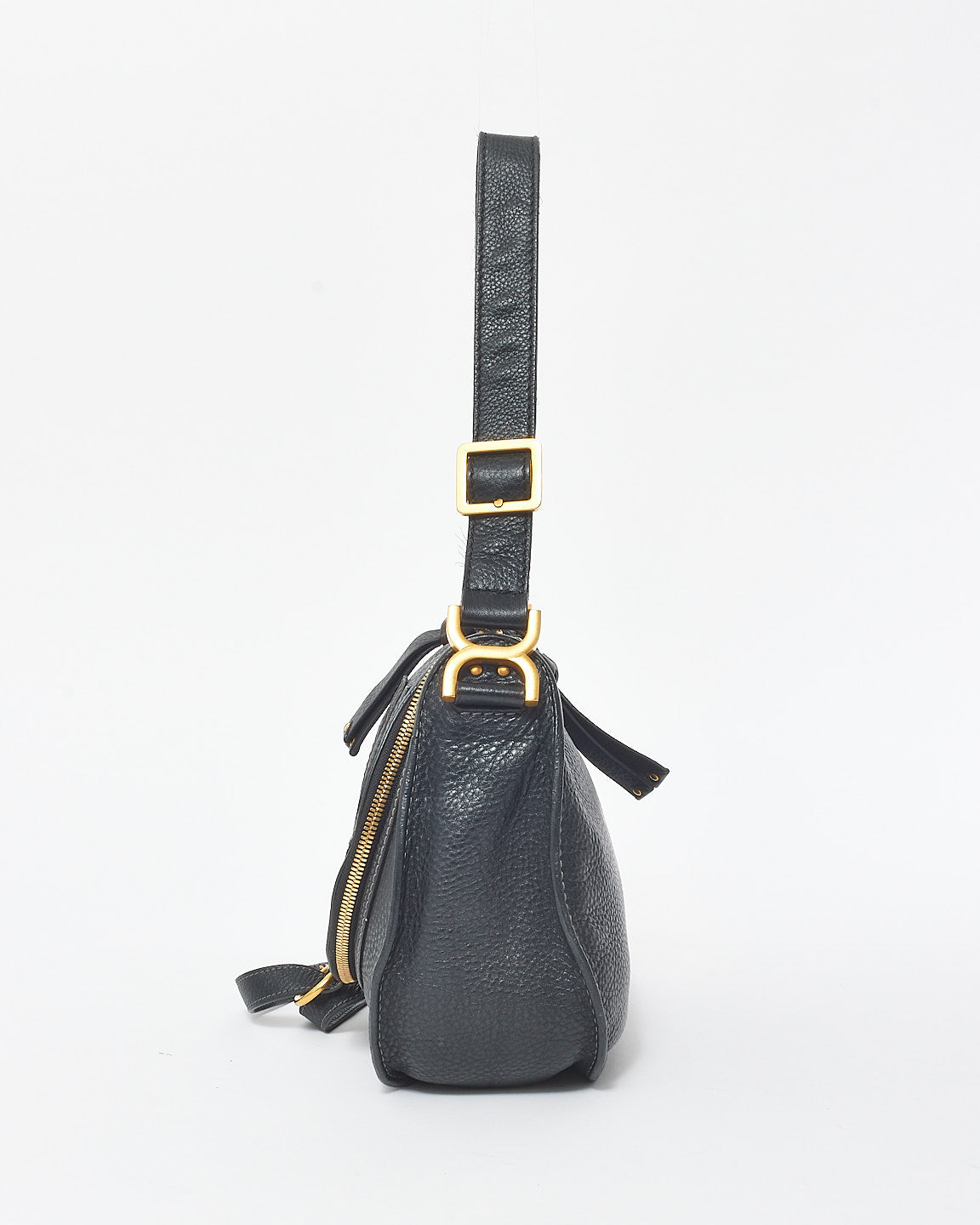 Chloé Black Leather Small Marcie Saddle Shoulder Bag