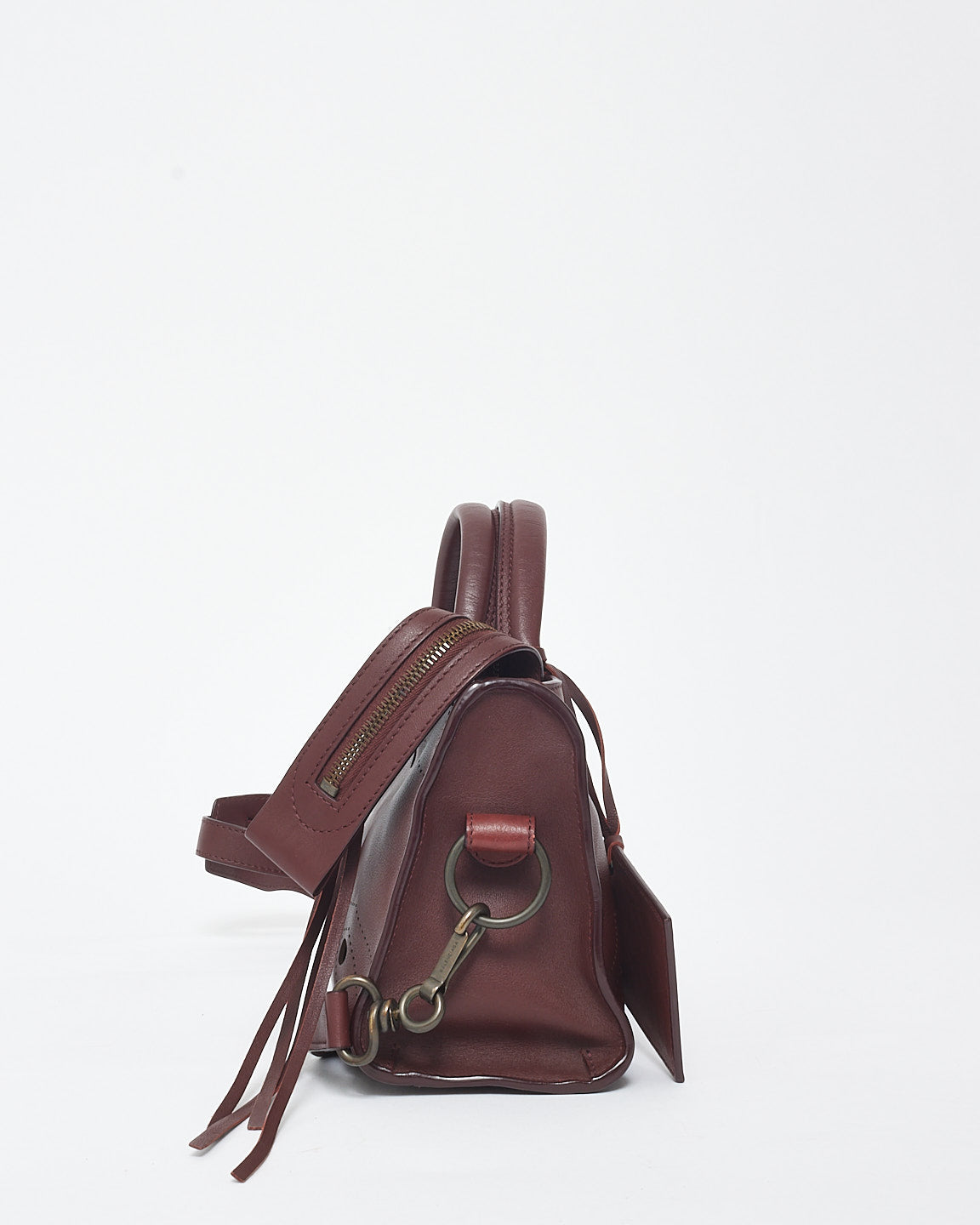 Balenciaga Burgundy Leather Blackout Mini City Bag